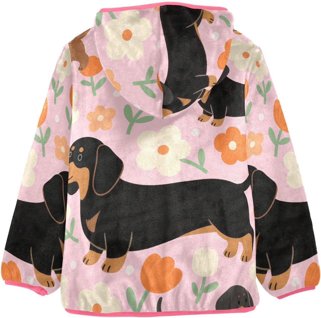 GuoChe Dogs and Flowers Kid Fleece Jacket