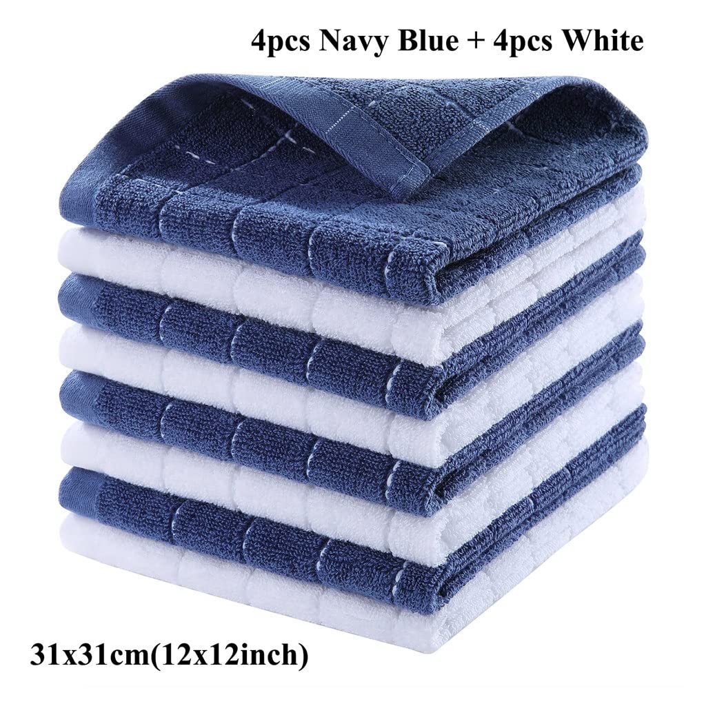 RWRAPS Paño de Cocina de algodón para Cocina y hogar, Toalla de Cocina Suave y Absorbente con Lazo para Colgar, Herramientas de Limpieza Reutilizables (8 Uds. De 31cm)