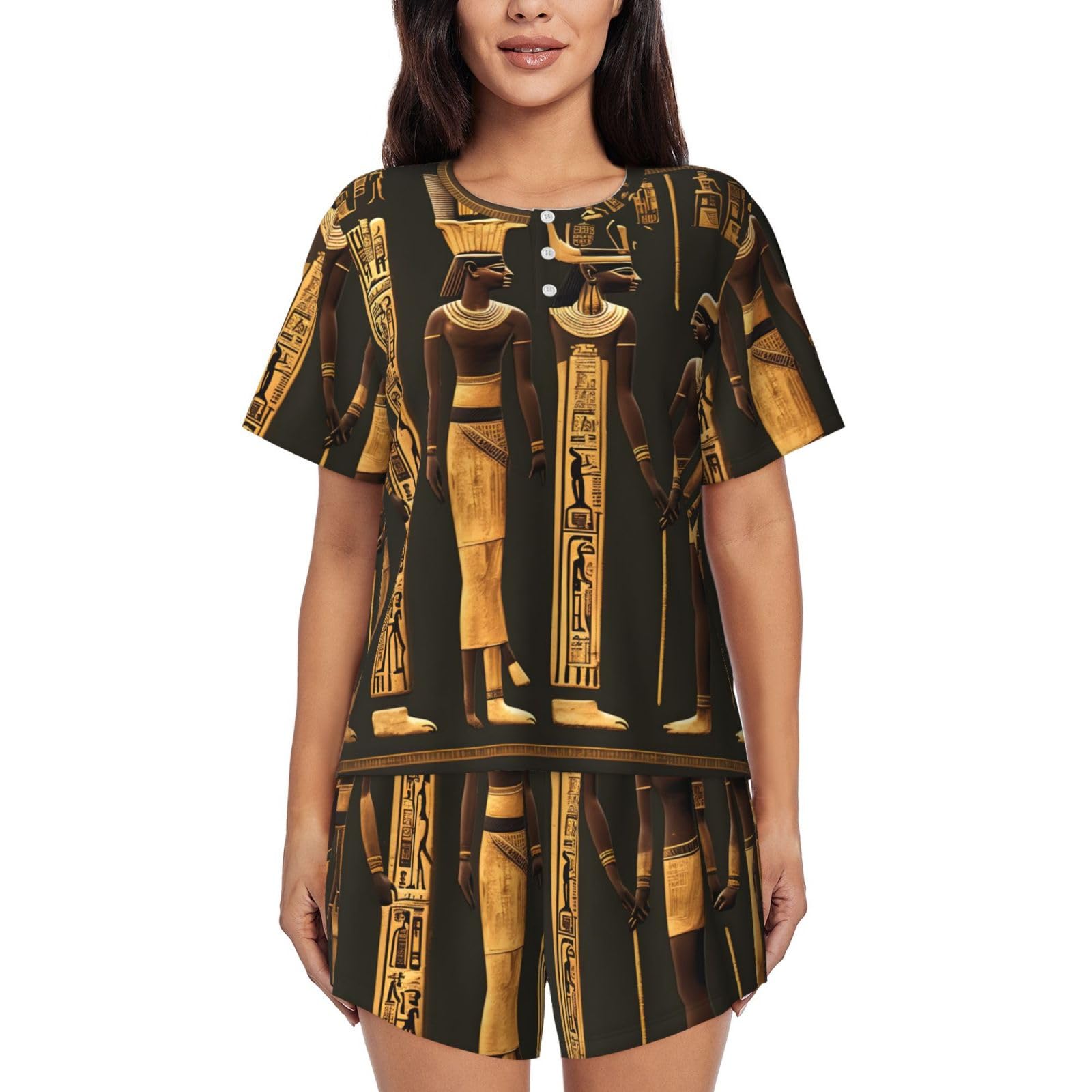 Ancient Egyptian Hieroglyph print Black