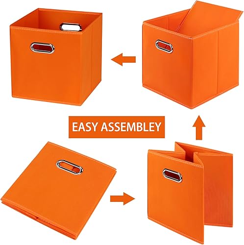 Vista 48 de Contenedores de almacenamiento de tela de tela, organizador de cubos de tela con asas dobles, cestas de almacenamiento plegables para el hogar