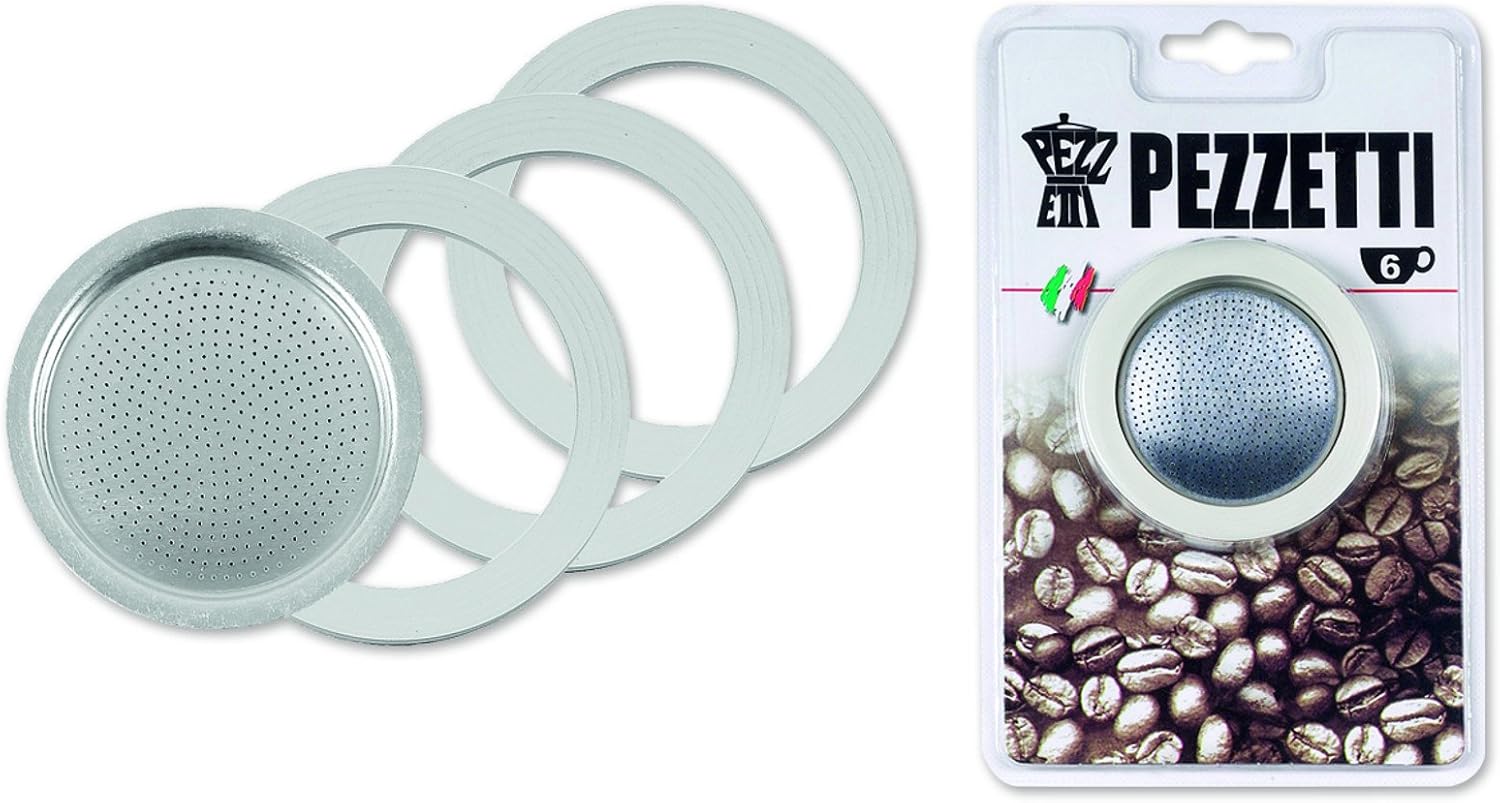 Pezzetti Caffettiere Parts for 3 Gasket Coffee Maker and 1 Filter for 1