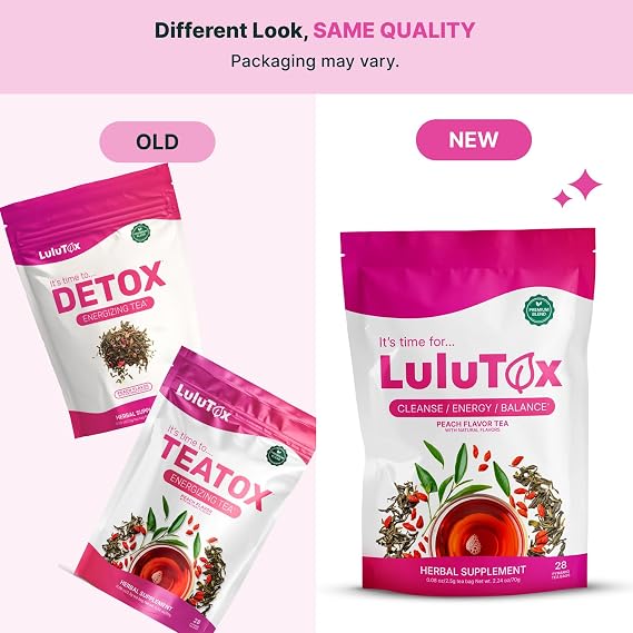 LULUTOX Herbal Wellness Tea - Dandelion, Ginseng & Ginger with Matcha & Botanicals - Supports Your Wellness Routine - Vegan, Natural, Peach Flavor (3 Pack x 28 Servings)