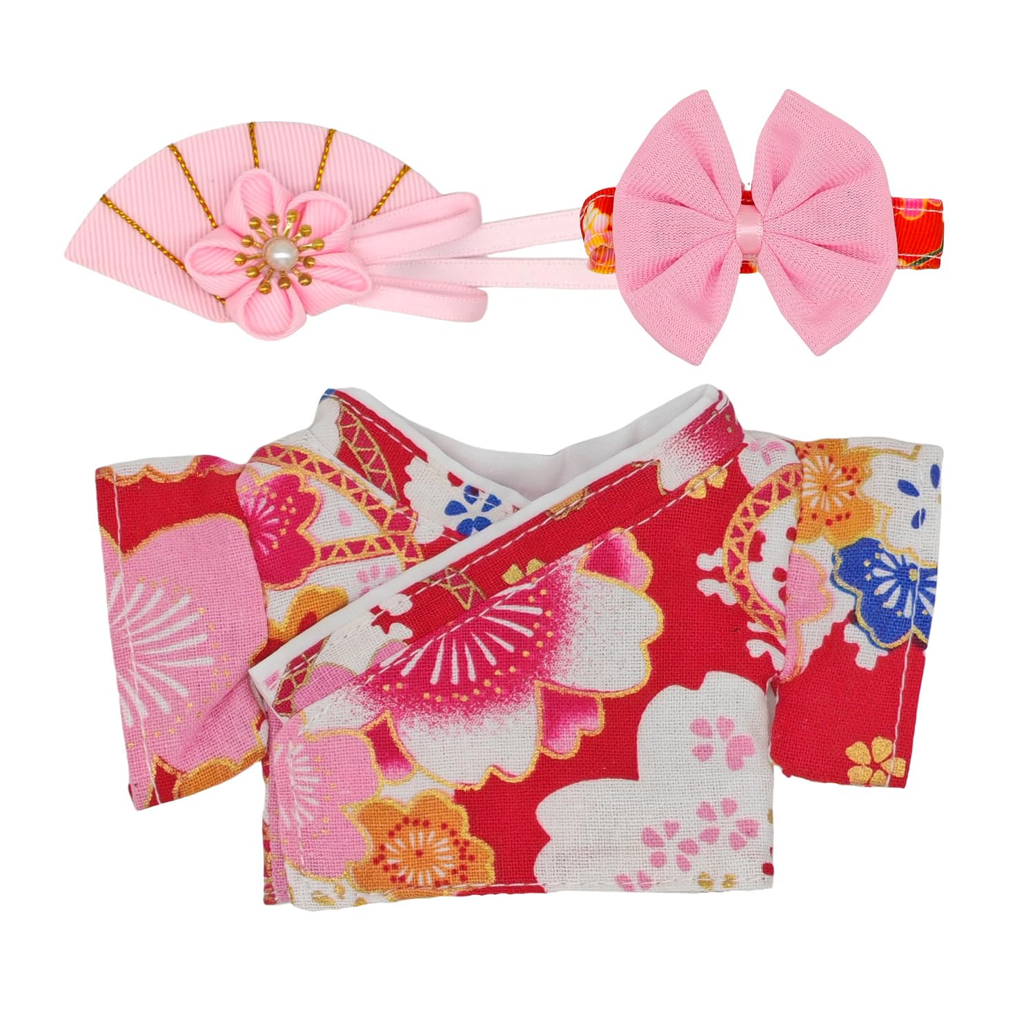 Kimono Clothes Suitable for Labubu 17cm Clothes Accessories(No Doll), Cute Colorful Outfit Suitable for 6.69inch (17cm) Doll Soft Clothing Replacement (Colorful RED)