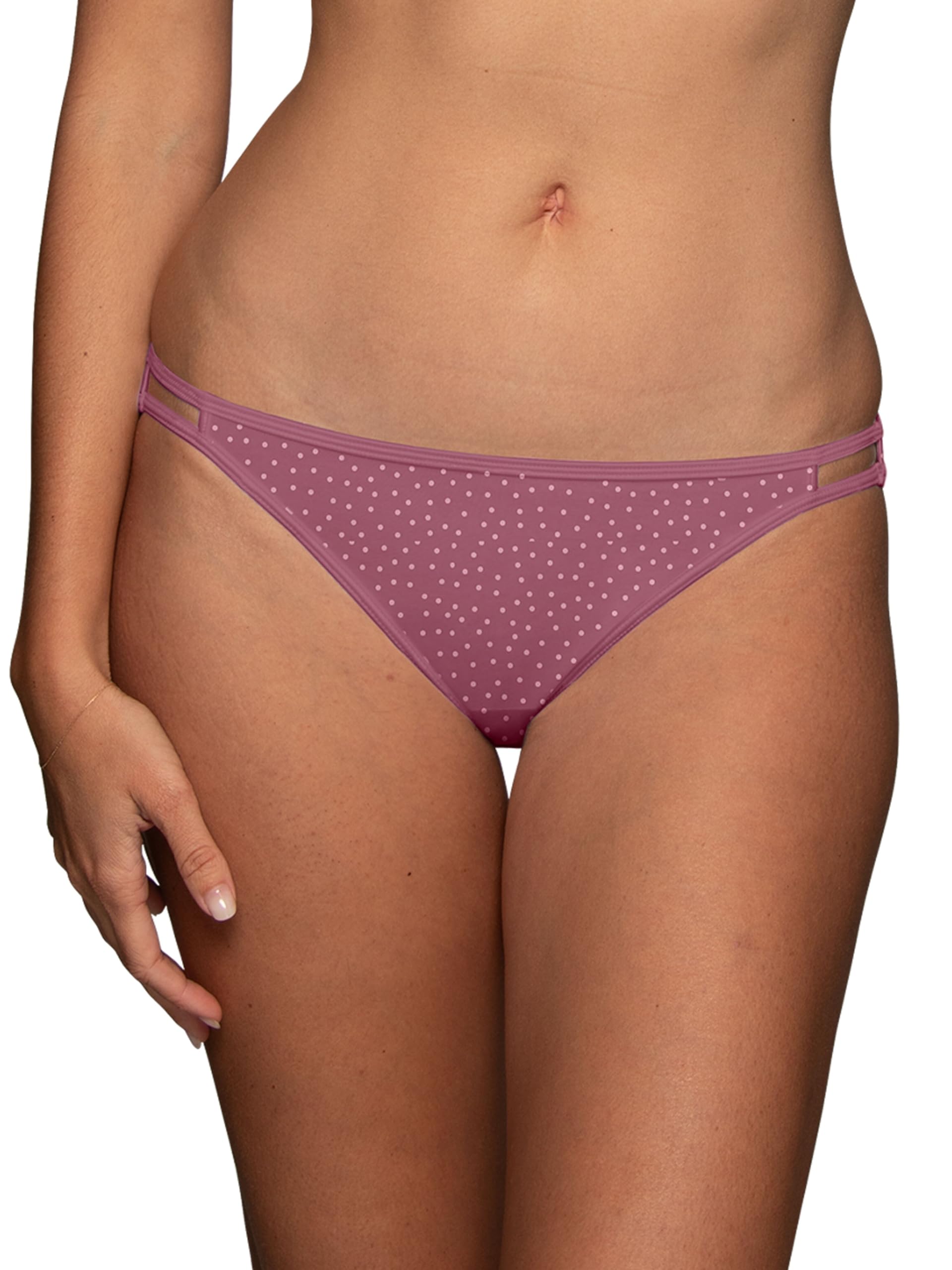 Vanity Fair Women's Illumination String Bikini Panties, Silky Stretch & Satin Trim, Dippy Dot Print