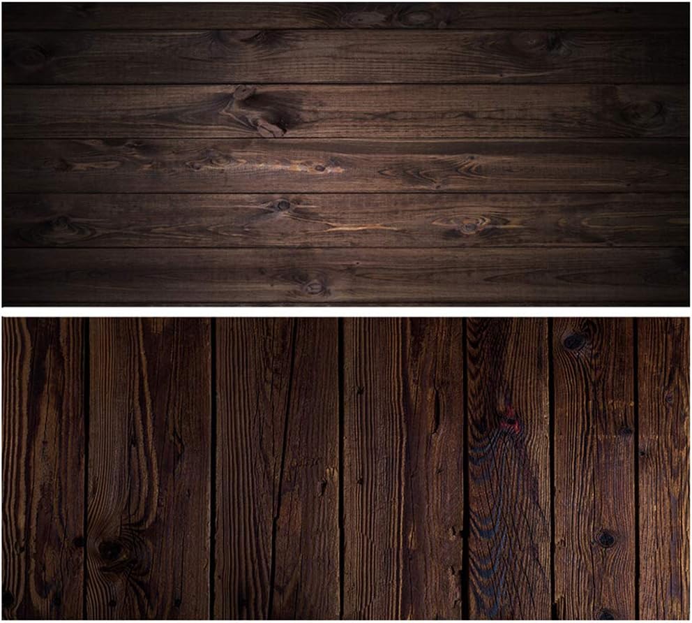 SAVIAURA 1 Sheet 2 in 1 Photography Backdrop 3D Flat Lay Tabletop Dark Brown Double-Sided 34x21 Photo Background PVC Wrinkle-Free for Food, Cosmetics Shoot (#5- Dark Brown Wood Plank Pattern)