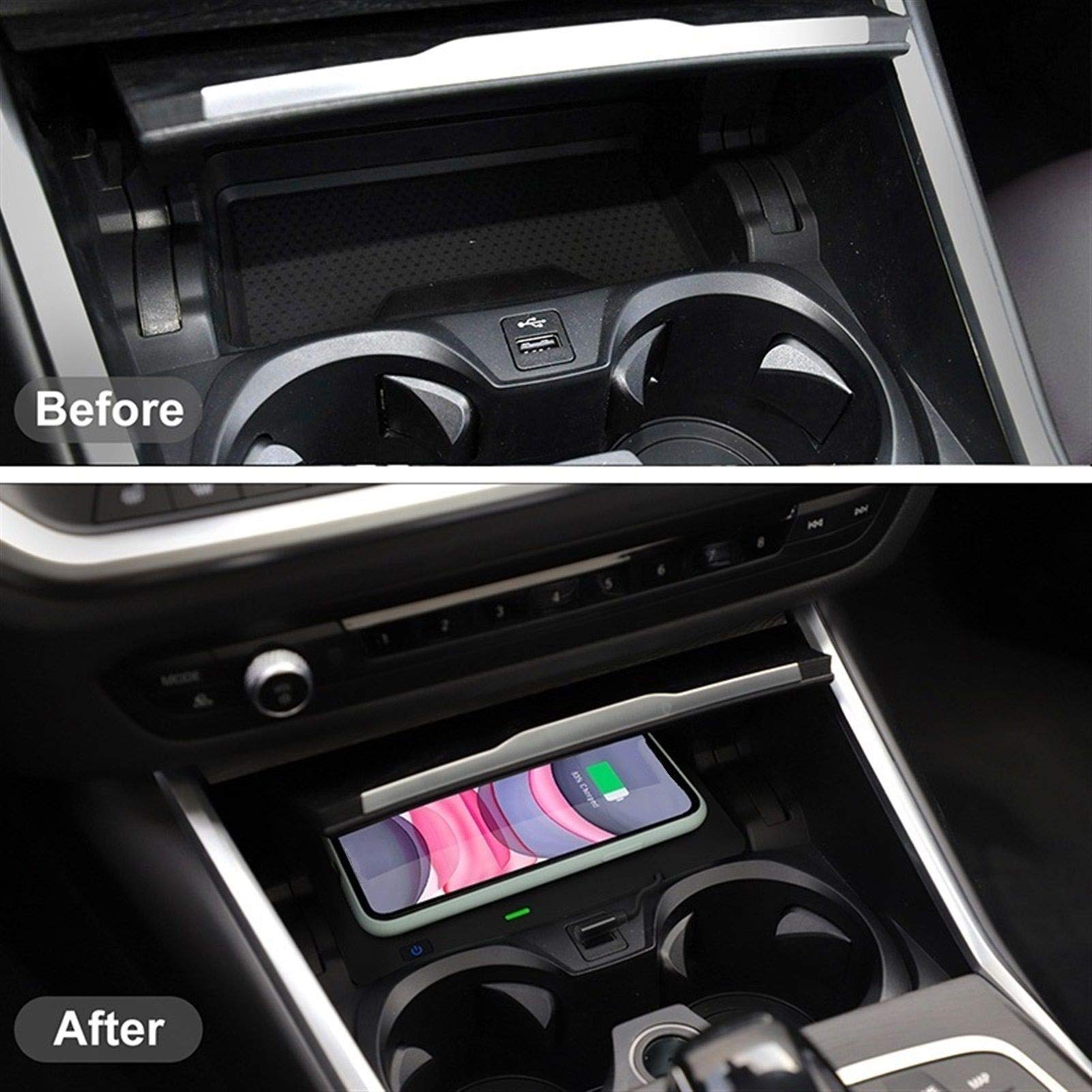 Chargeur sans Fil, Chargeur de Voiture Qi Chargeur sans Fil Standard 10 W Charge Rapide 2019-2020, for, Série 3, Chargeur Automatique for Conduite à Gauche Conduite à Gauche