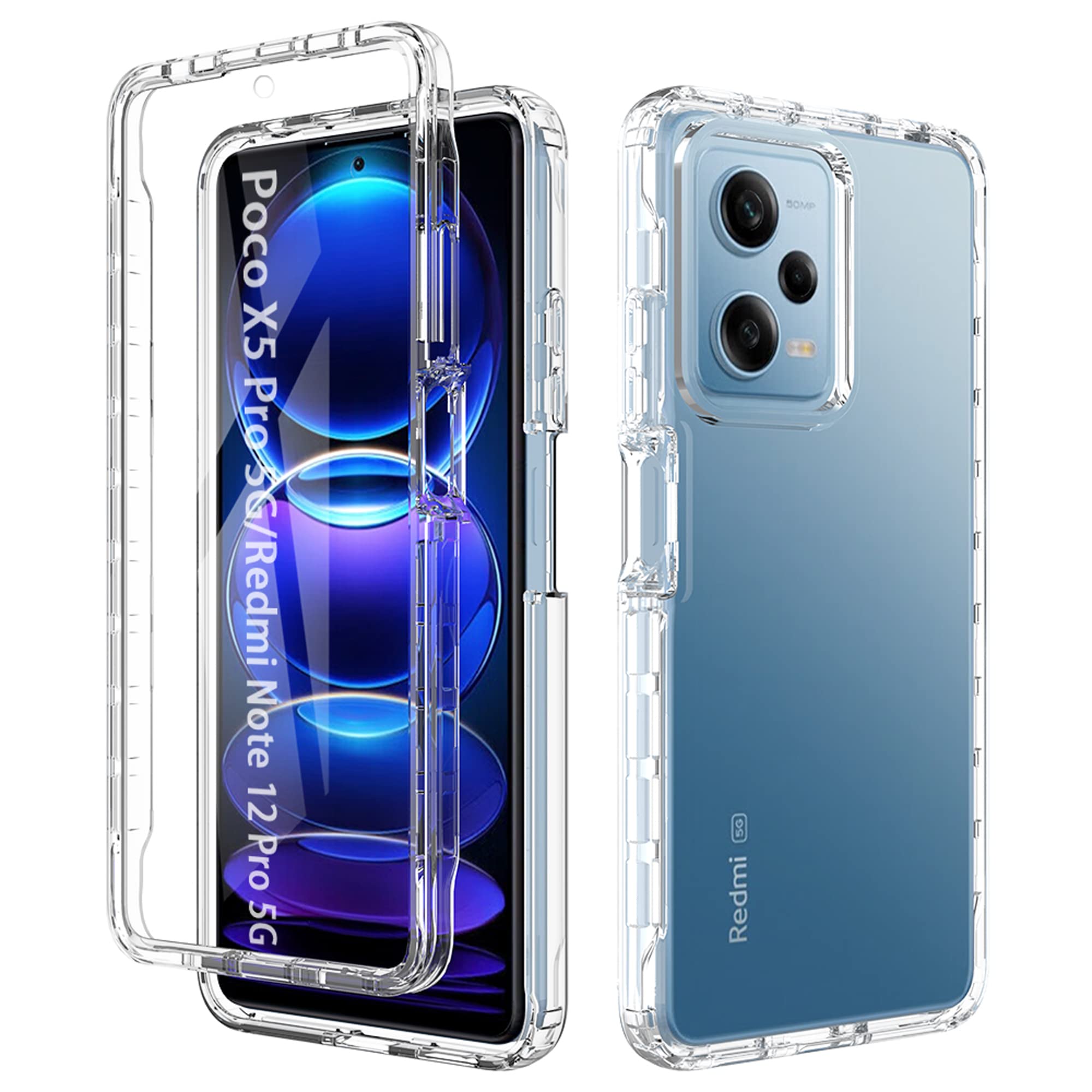 N NEWTOP Custodia Compatibile con Redmi 12, Morbido TPU CLEAR Silicone Anti Urto Graffio Trasparente Slim Sottile Flessibile Case Posteriore Proteggi Vetro Display (Cover +2 Pellicola