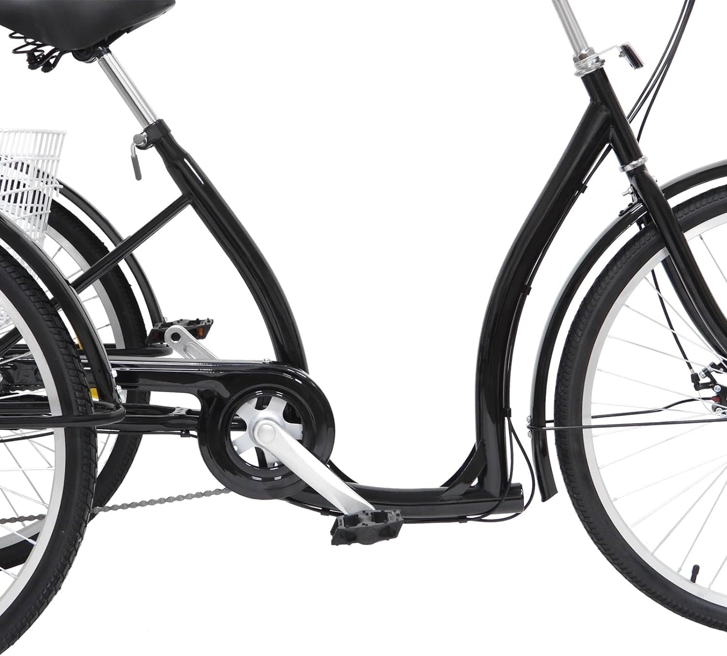 26 Zoll-Dreirad Für Erwachsene, 6 Gang Dreirad Mit Einkaufskorb, 3 Rad Fahrrad Dreirad Für Erwachsene, City Bikes, Schwarz 26inch