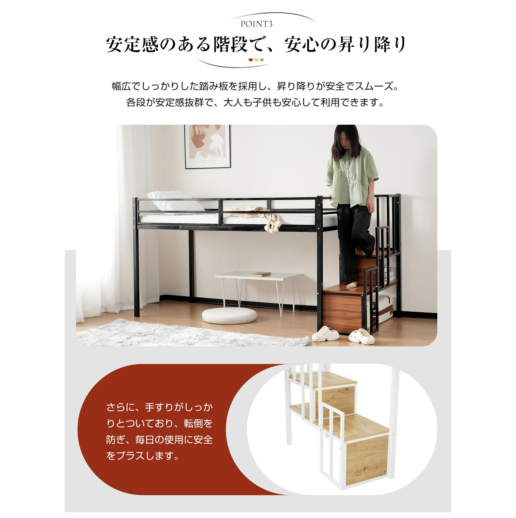 Amazon.co.jp: SCHGKOY ロフトベッド パイプベッド シングル ロー