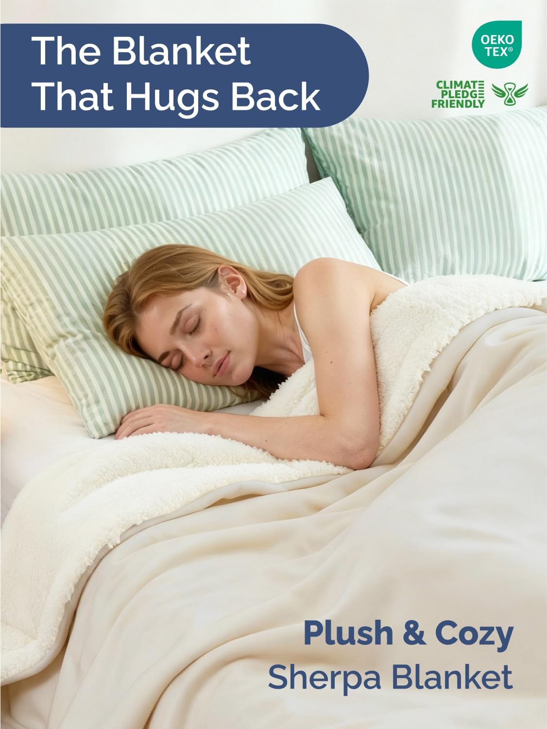 Sherpa Fleece Blanket Queen Size - Reversible Sherpa Fleece Queen Blanket - Super Soft Double Sided for Bed, Sofa, Couch - Thick, Warm, Fuzzy & Plush - Luxurious Bedding for Winter - Ivory, 90" x 90" - Image 2