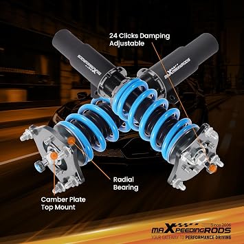 maXpeedingrods Coilover for Honda Civic Coupe & Sedan 2016-2021, 24 Levels Damper Adjustable Coilovers Suspension Kit Strut, Height Adjustable Shock Absorber, T6 Upgraded Lowering Kits Blue