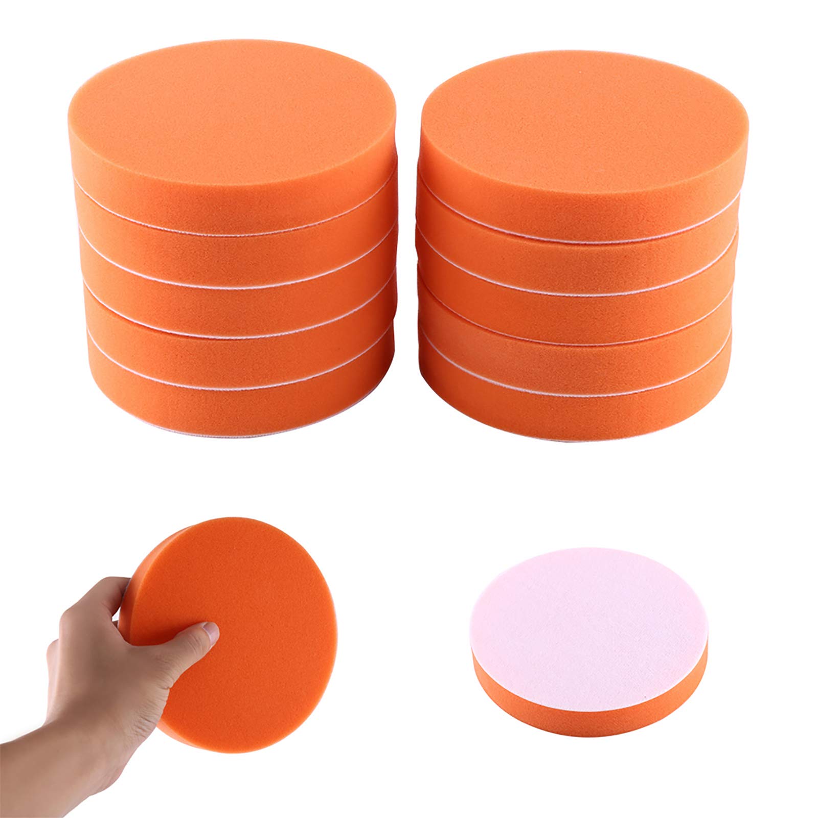 Éponge de Polissage pour Voiture, 10 Pcs/Lot kit Polissage | Voiture 6 (150Mm) Éponge Polissage Polissage Cirage Pad Kit Outil pour Voiture Polisseur Tampon Orange Tampon de Polissage