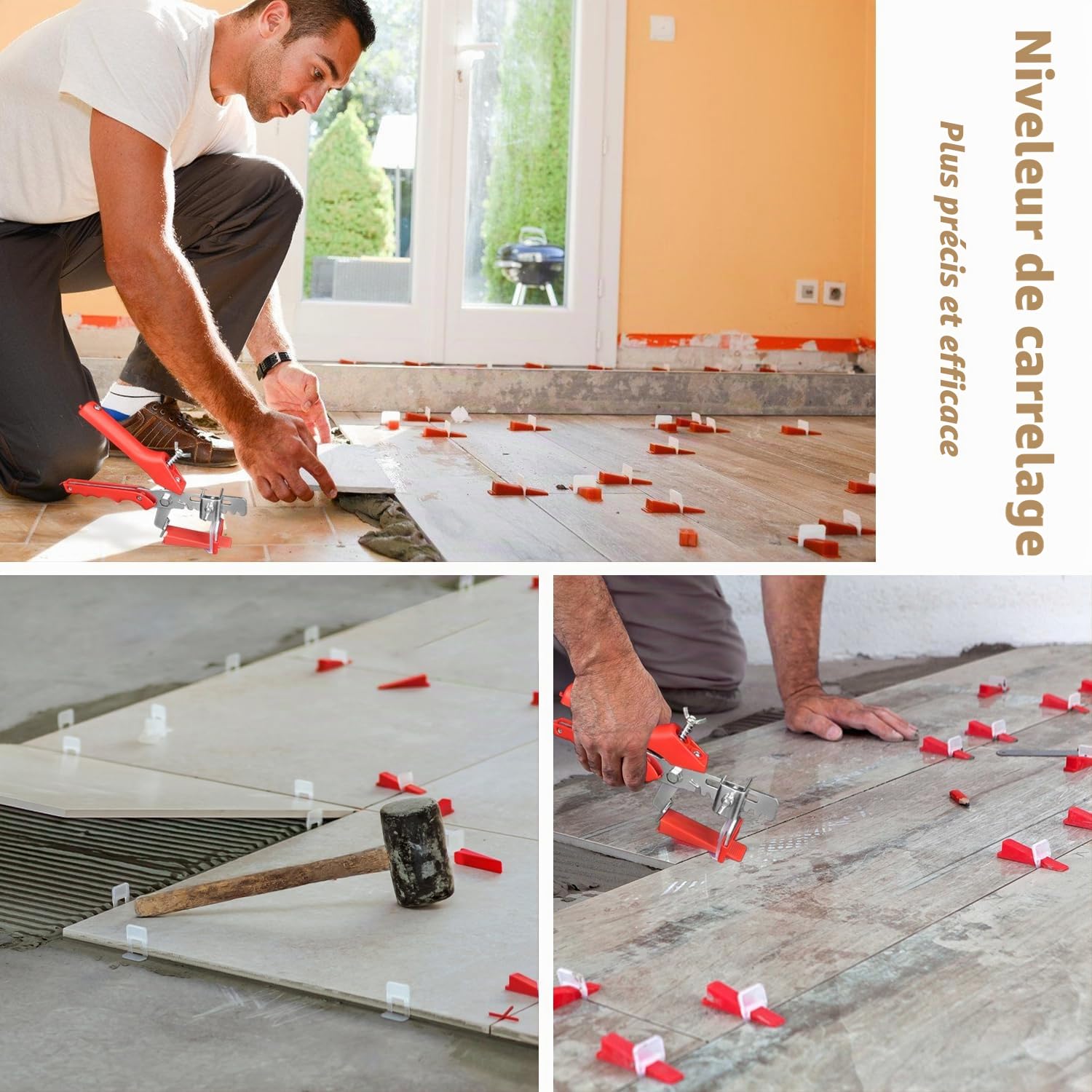 Kit de Nivellement Carrelage - 601 Pièces Croisillon Autonivelant avec Cales 1mm et Pince d'Insertion Pour la Pose de Carreaux Sol et Mur