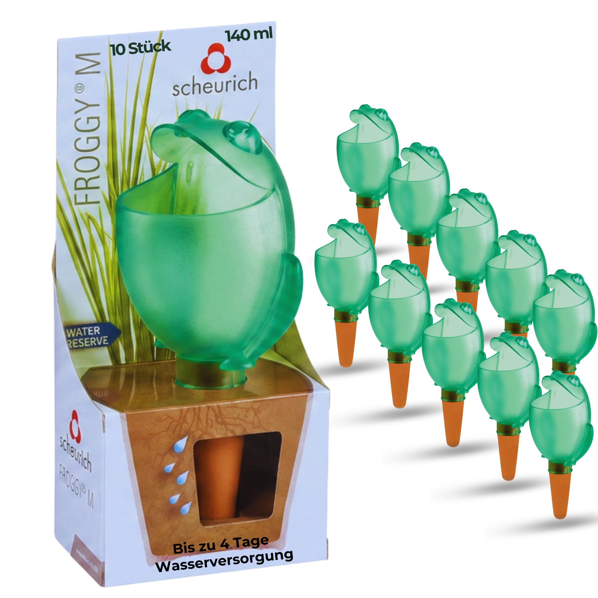 Dozownik wody "Froggy" M kolor zielony, rozmiar 15 cm, pojemność 140 ml do 4 dni nawadniania roślin (10)