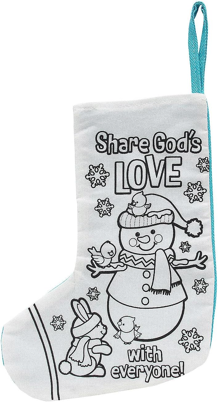 Fun Express 7 3/4" x 10" Color Your Own Religious Christmas Stocking - 12 Pieces