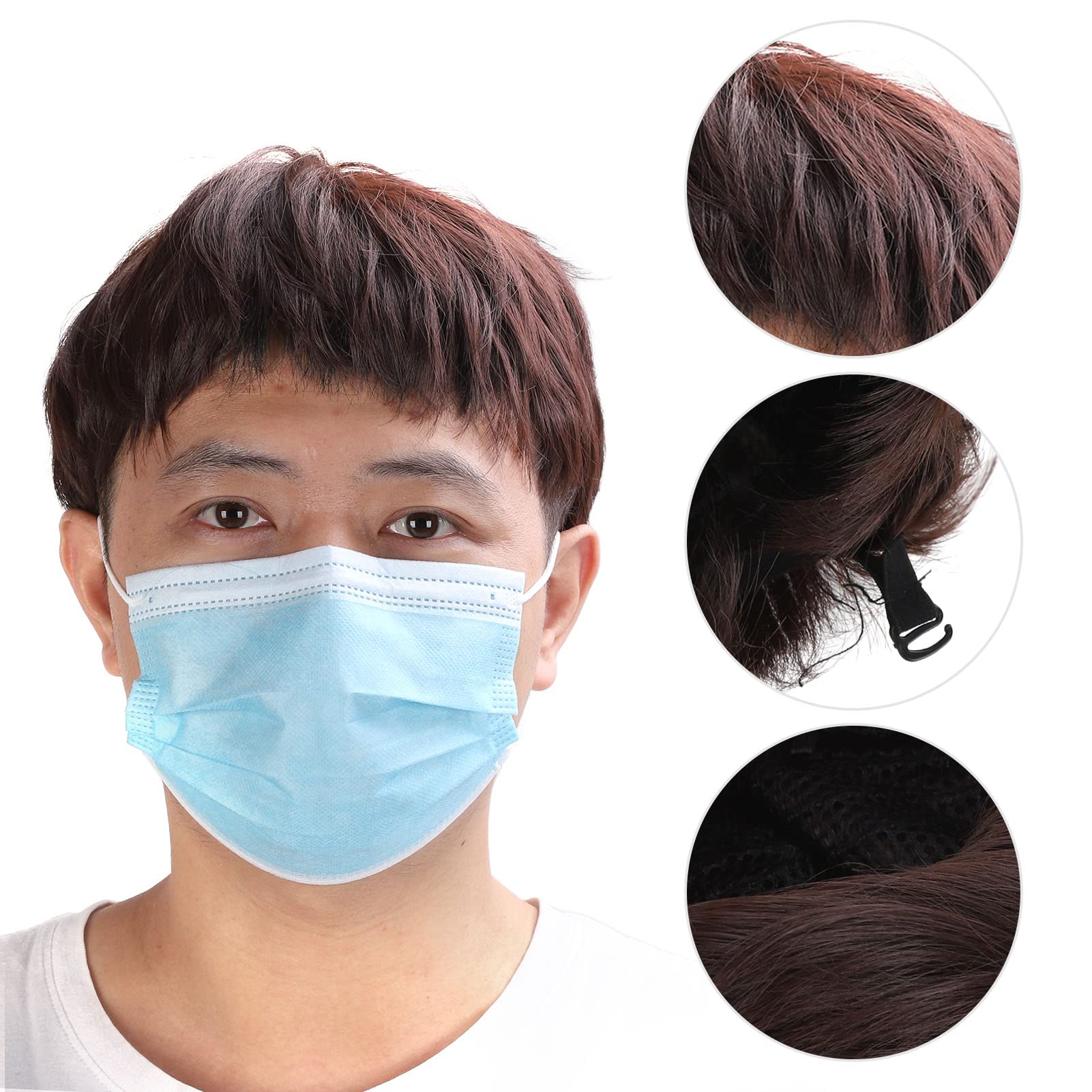 Mens Short Dark Brown Wig, Layered Natural Fluffy Handsome Breathable Mesh Fashionable Short Hair Wig - Image 3