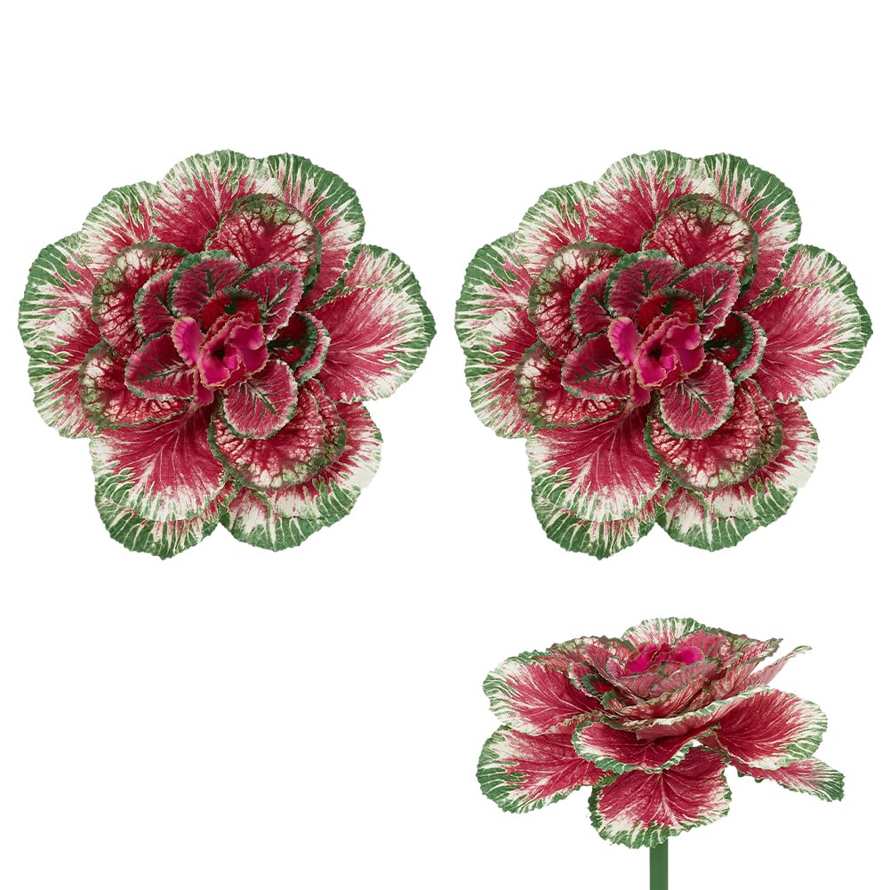2 verdure artificiali di cavolo finto, realistiche, per piante di cavolo finte, decorazione per esterni, resistente ai raggi UV, verdure ornamentali finte, per casa, giardino, portico, patio