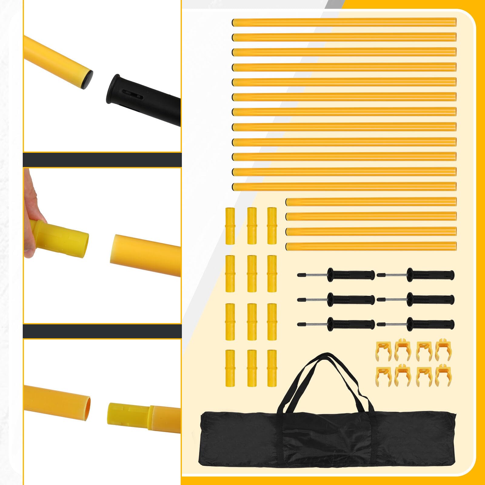 Slalomstangen Fussball Set, Slalom Stangen mit Feder, Slalom Poles 6, Sprunghafte Agilität Stangen, Fussball trainingszubehör für Koordinationstraining, Hundesport