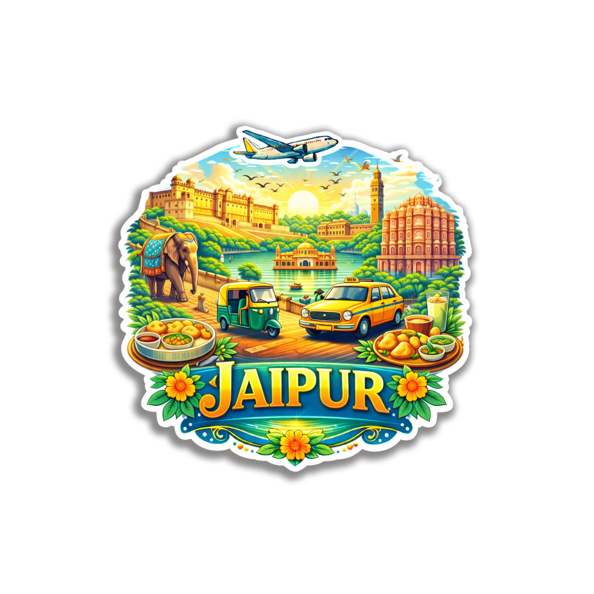 The Piku Cart Indian Cities Fridge Magnet - Premium MDF Wood Travel Souvenir Refrigerator Magnet with Vibrant Layered Artwork & Strong Magnetic Hold - Jaipur