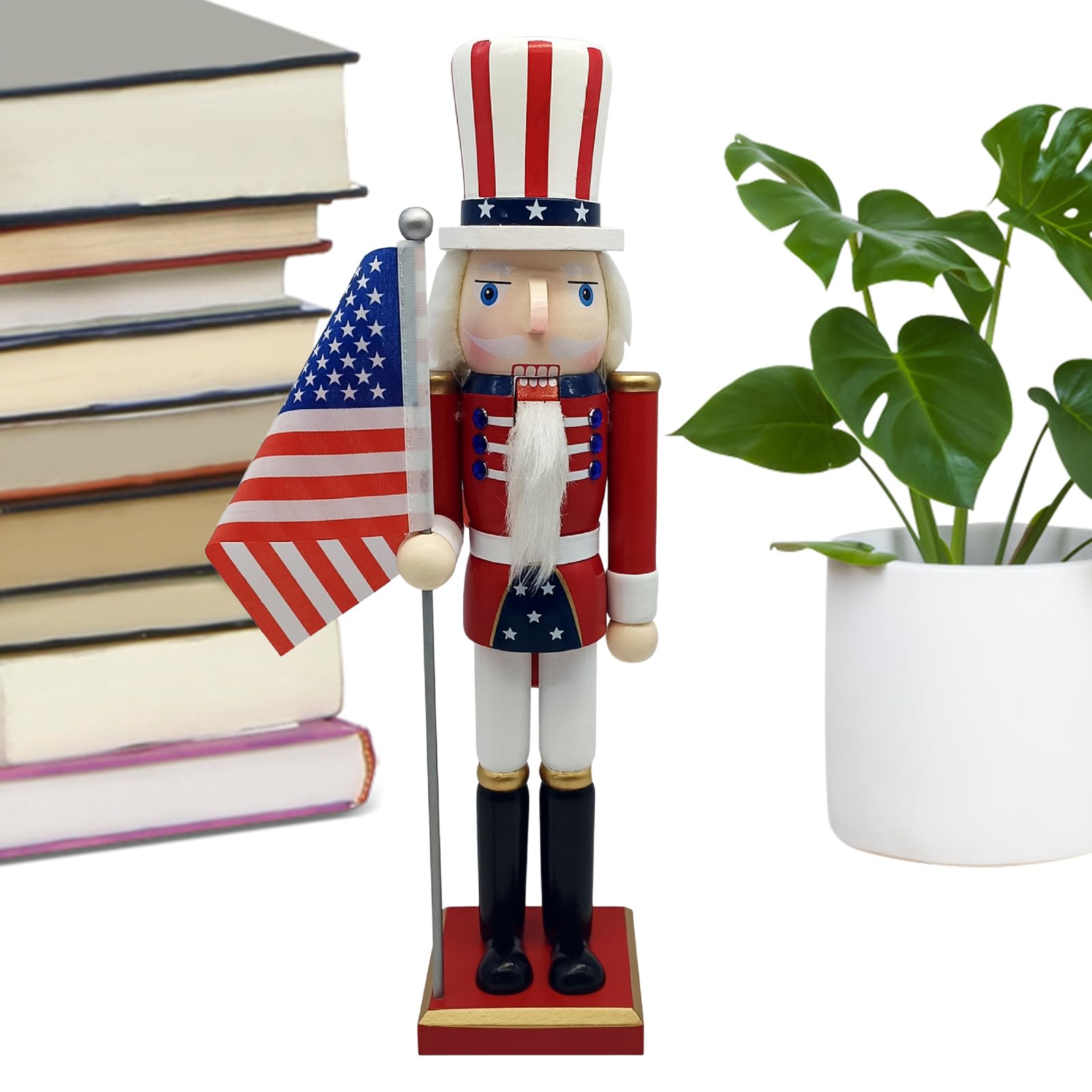 Figurines patriotiques Casse-noisette de table avec statue en bois de soldat classique
