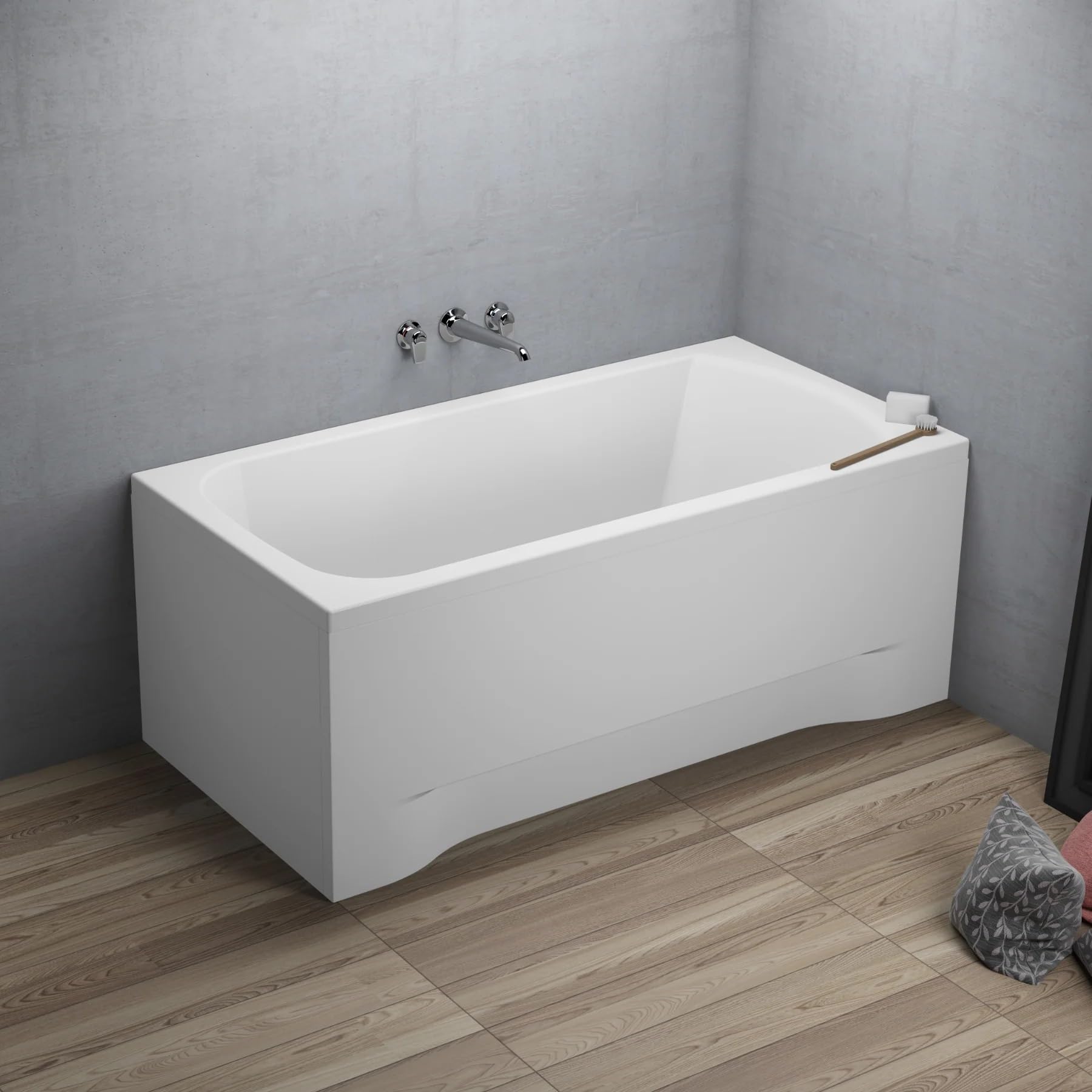 ECOLAM Baignoire rectangle acrylique Classic 120x70/ 130x70/ 140x70/ 150x70/ 160x70/ 170x70 cm + tablier | pieds siphon + silicone | (120x70)