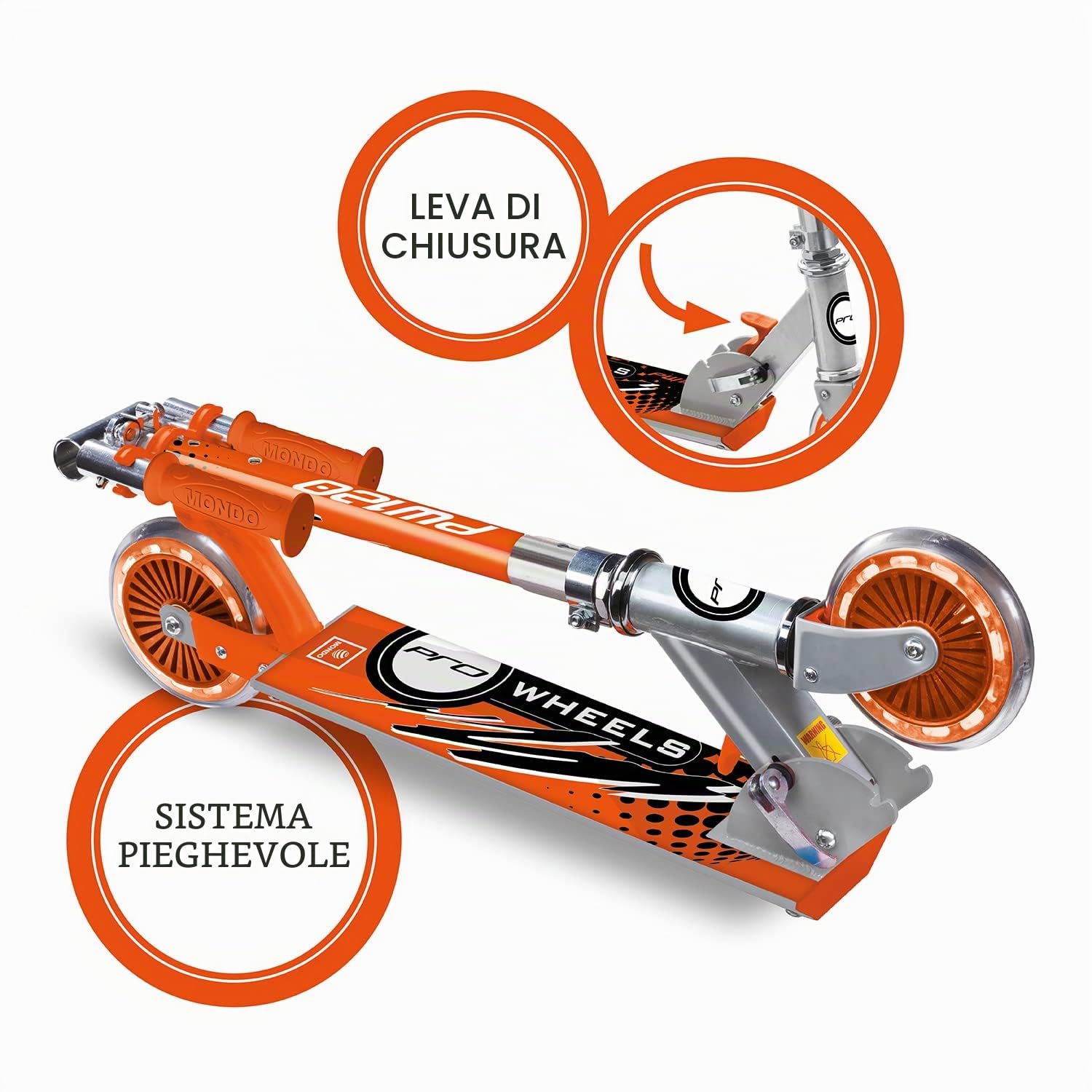 Mondo Toys - Monopattino in alluminio per bambino bambina Mondo PW 120 - manubrio regolabile - 2 ruote - 28009