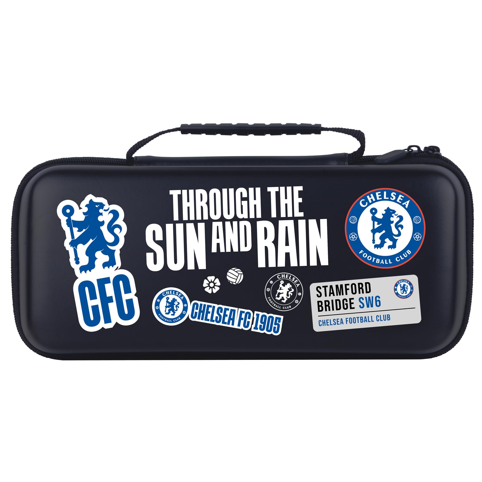 Head Case Designs Officially Licensed Chelsea Football Club Sticker Collage Print Graphic Logo Hard Storage Travel Carry Case Compatible With Asus ROG Ally — image 1