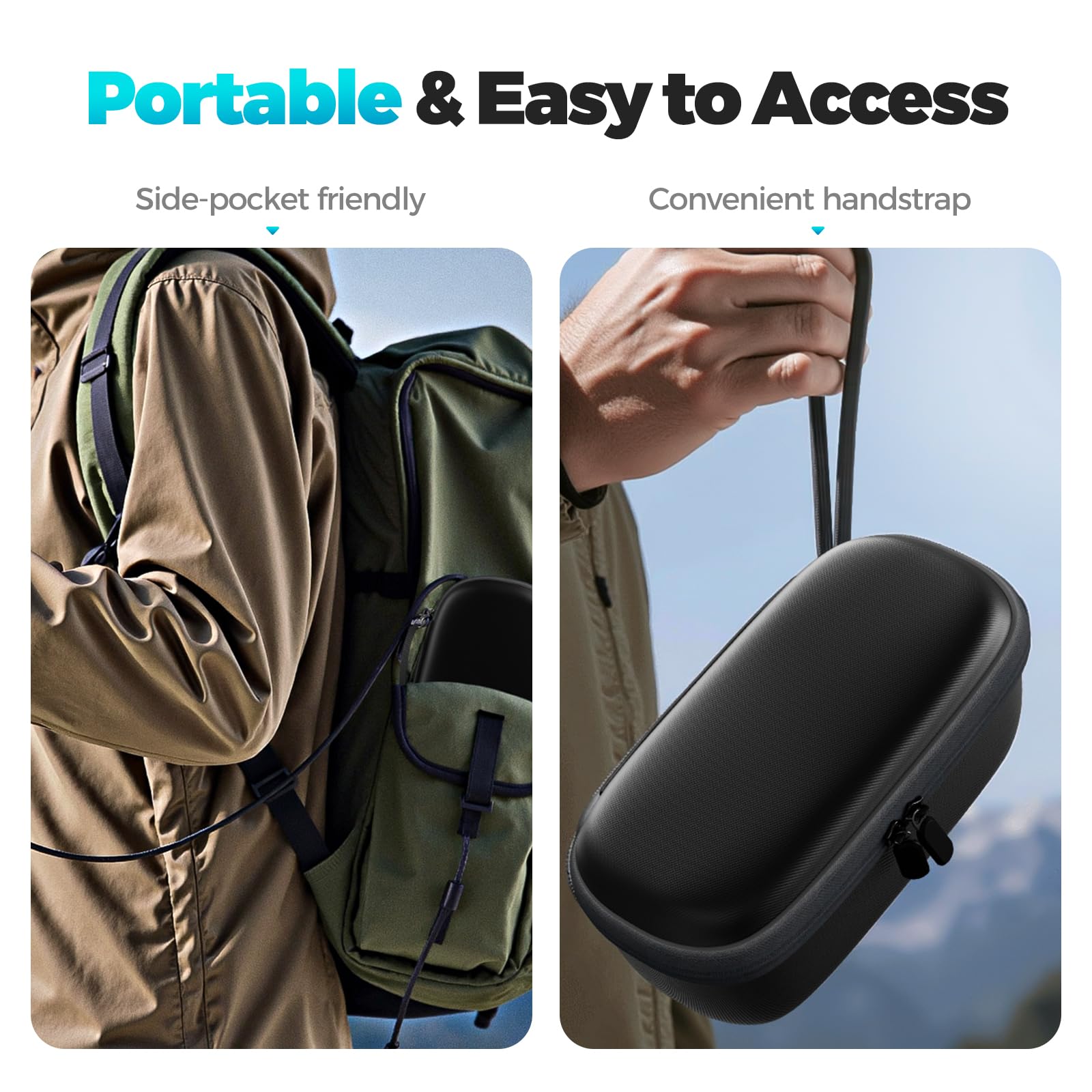 ProCase Twardy futerał do Anker 737 Power Bank 25000mAh 165W - czarny | Zapinany na zamek podróżny organizer do przechowywania, kieszeń z siatki na kable i akcesoria, przenośna torba na ładowarkę