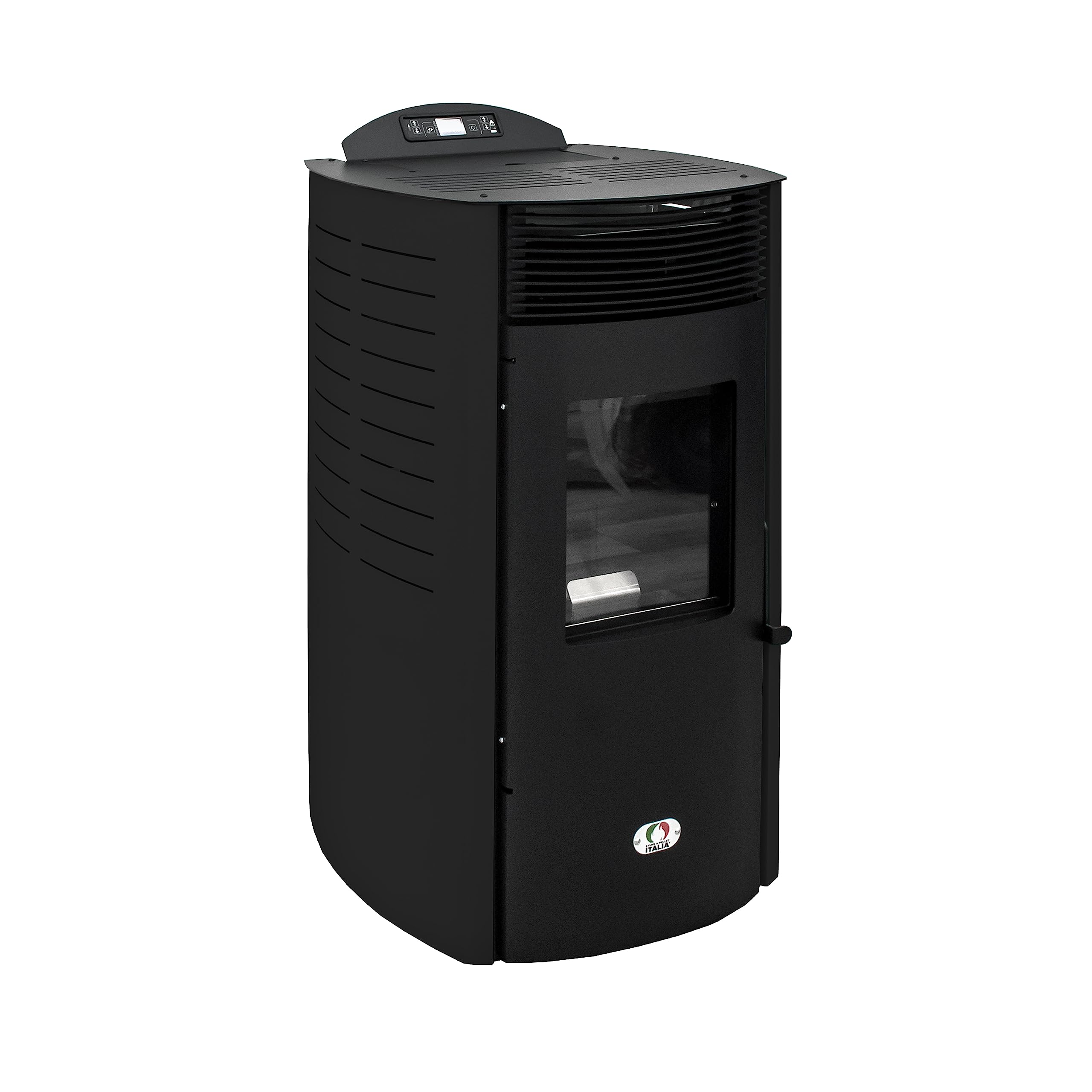 STUFE A PELLET ITALIA Siberia Aria New 15 KW WiFi Pelletöfen Heizt 140m² Effizienz 92% Autonomie 30 Std Programmierbar WiFi-Steuerung Schwarz