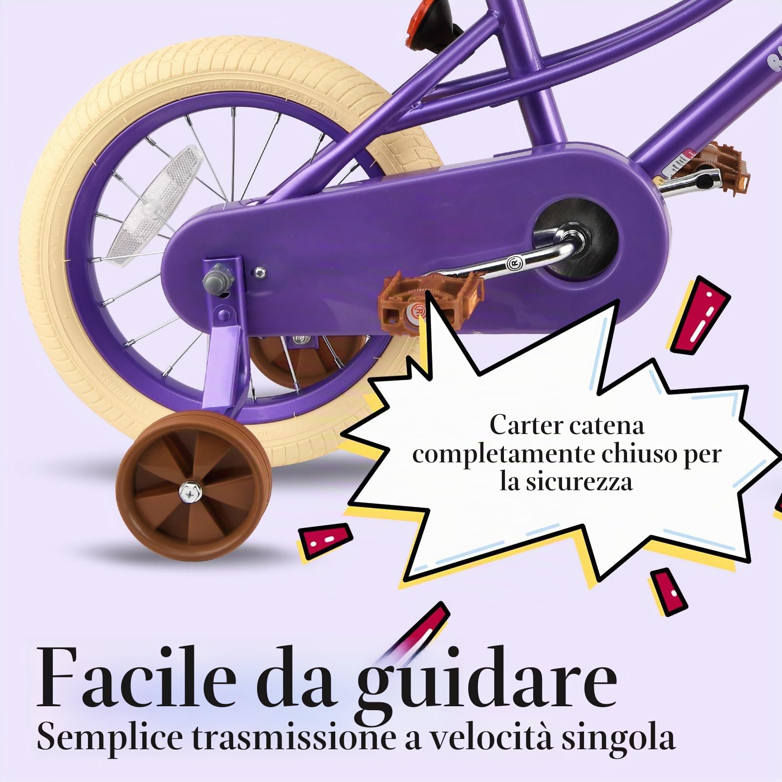 RULLY Bicicletta per Bambina 12 14 16 Pollici 2-7 Anni con Seggiolino per Bambola, Rotelle, Cestino e Nastri
