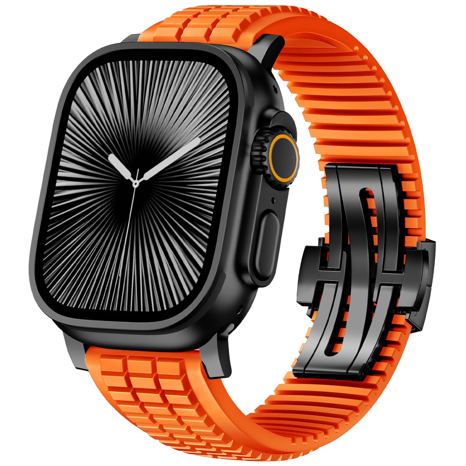 SEURE FKM pasek do zegarka Apple Watch Ultra 2/1, 49 mm, seria 10, 46 mm, seria 9/8/7, 45 mm, seria SE2/6/SE/5/4, 44 mm, seria 3/2/1, 42 mm, biznesowy, sportowy, fluorowany, zapasowy pasek dla