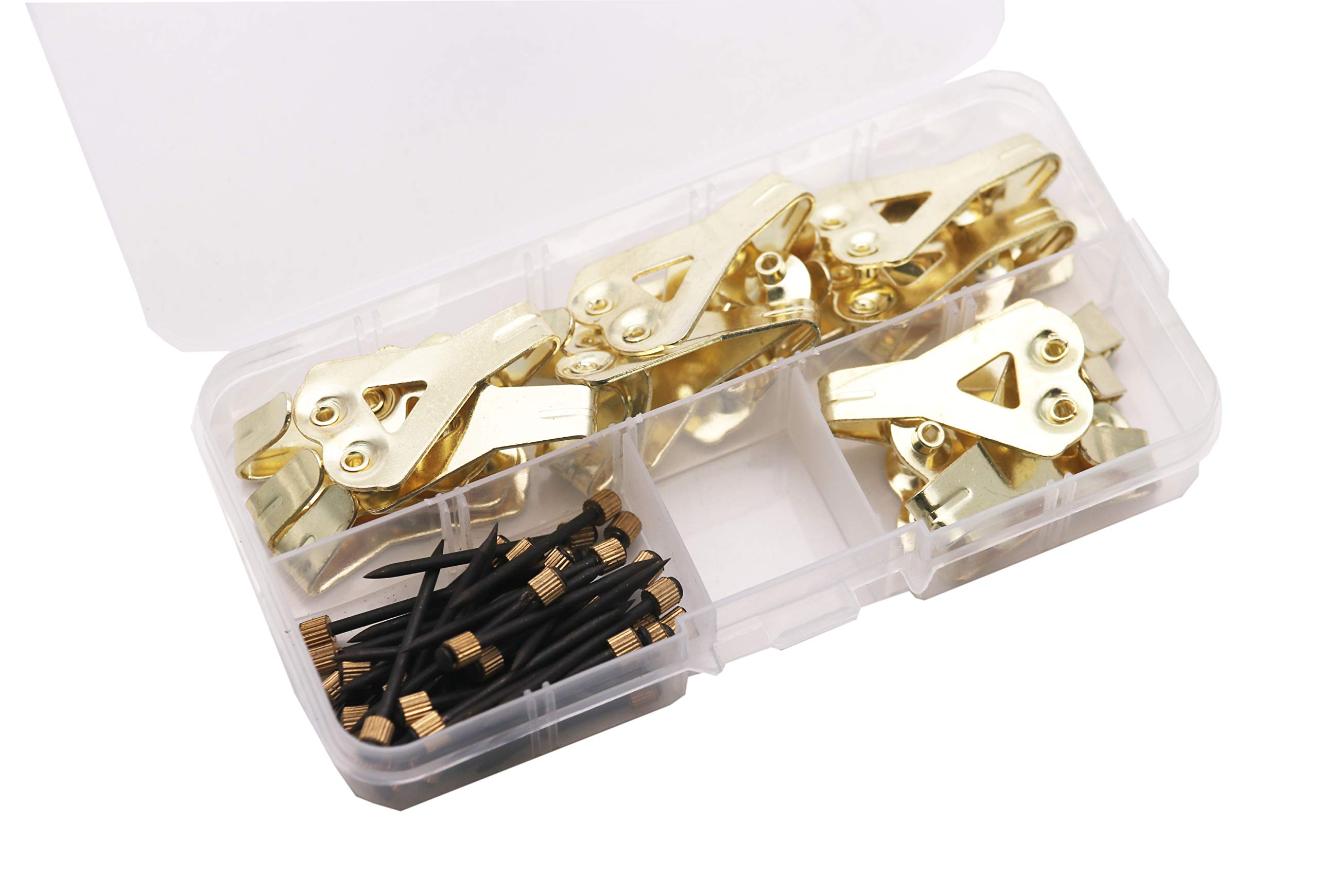 20 Picture Hooks, Heavy Picture Hangers, Photo Frame Wall Studs, Wall Mounted Picture with Nails for 50 lb Wall Mount, Gold