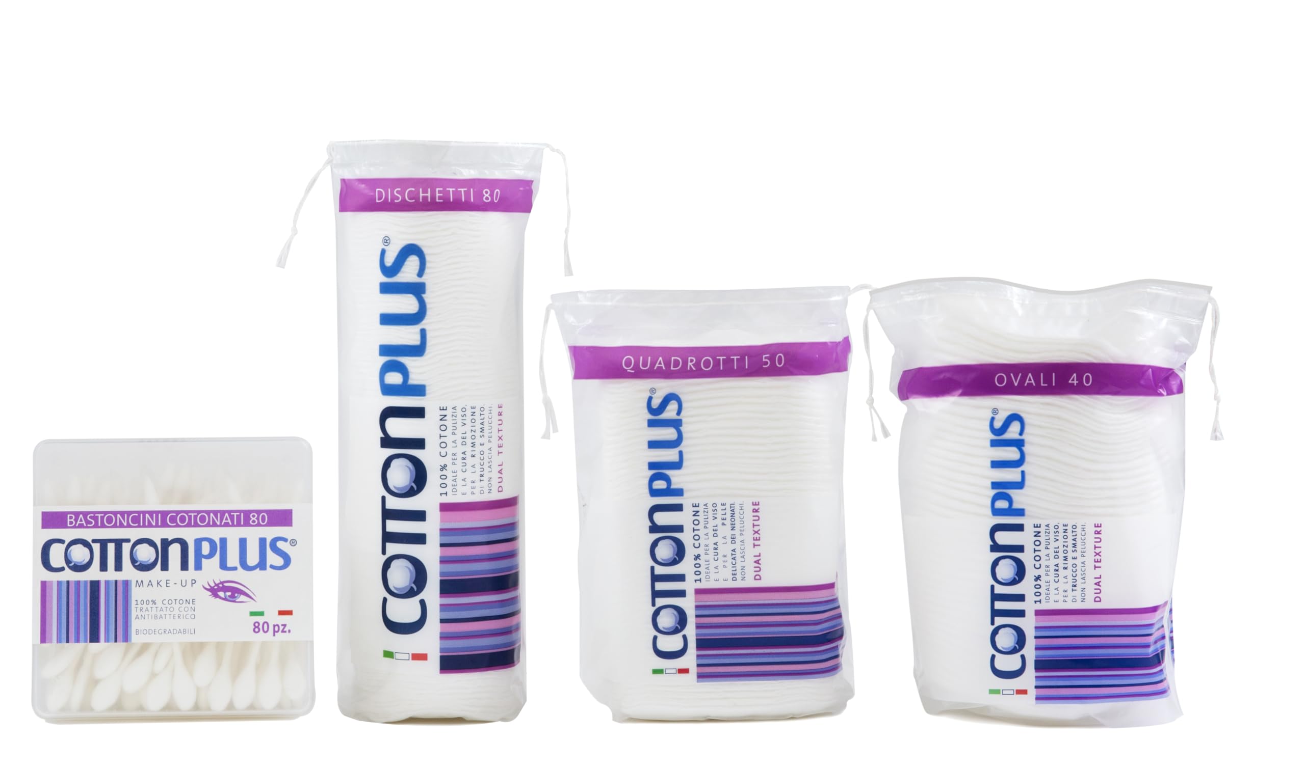 Cotton Plus OVALI 40 pz. - LINEA BEAUTY | OVALI 100% PURO COTONE | Dischetti struccanti per la pulizia del viso soffici e resistenti.