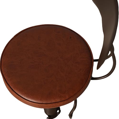 Miniatura 5 de LOKKHAN American Antique Steampunk Taburete de bar con respaldos de 24.41 a 28.35 pulgadas, taburete giratorio ajustable industrial vintage para el