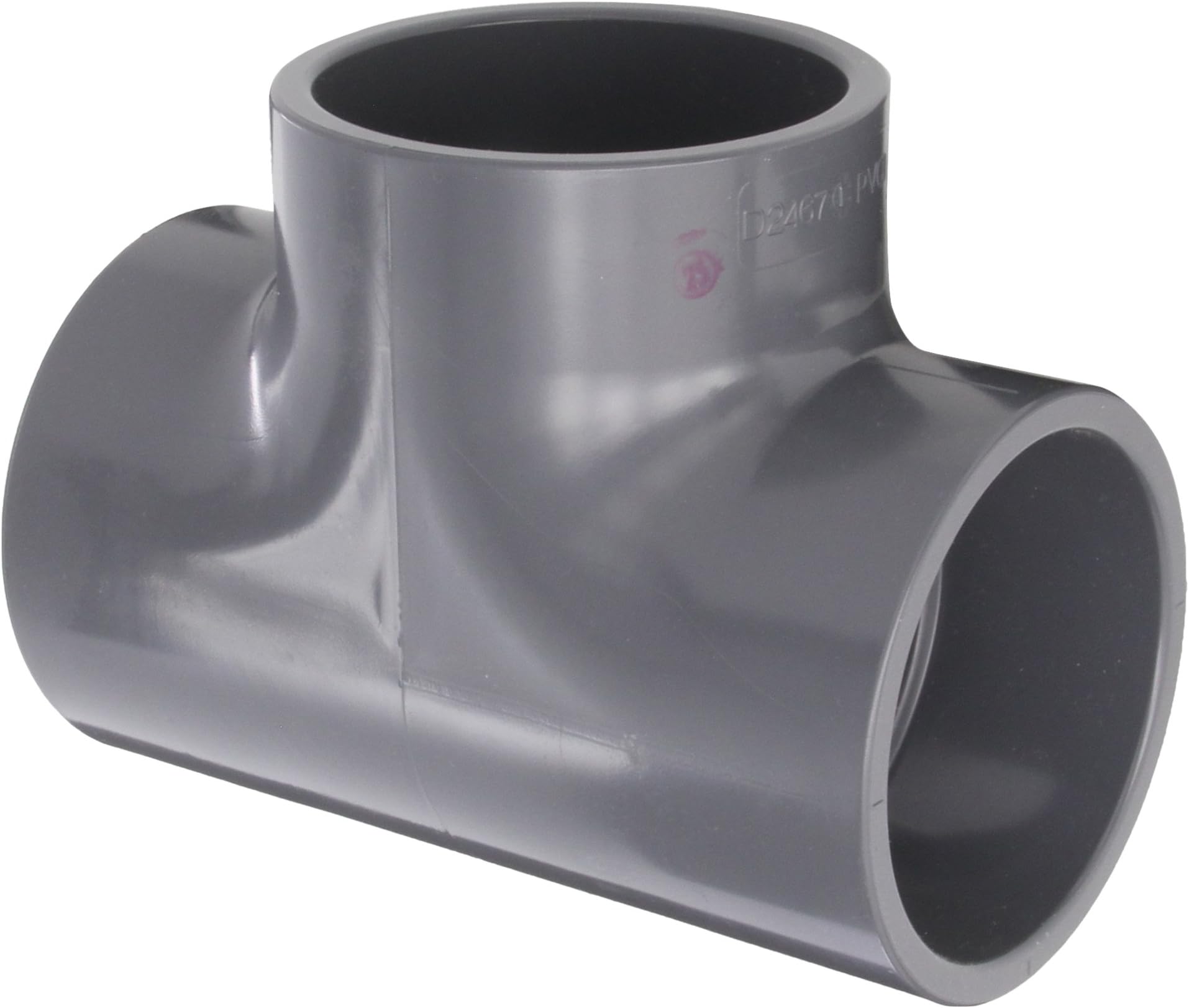 PVC Pipe Fitting, Tee, Schedule 80, Gray, 1/2" Slip Socket