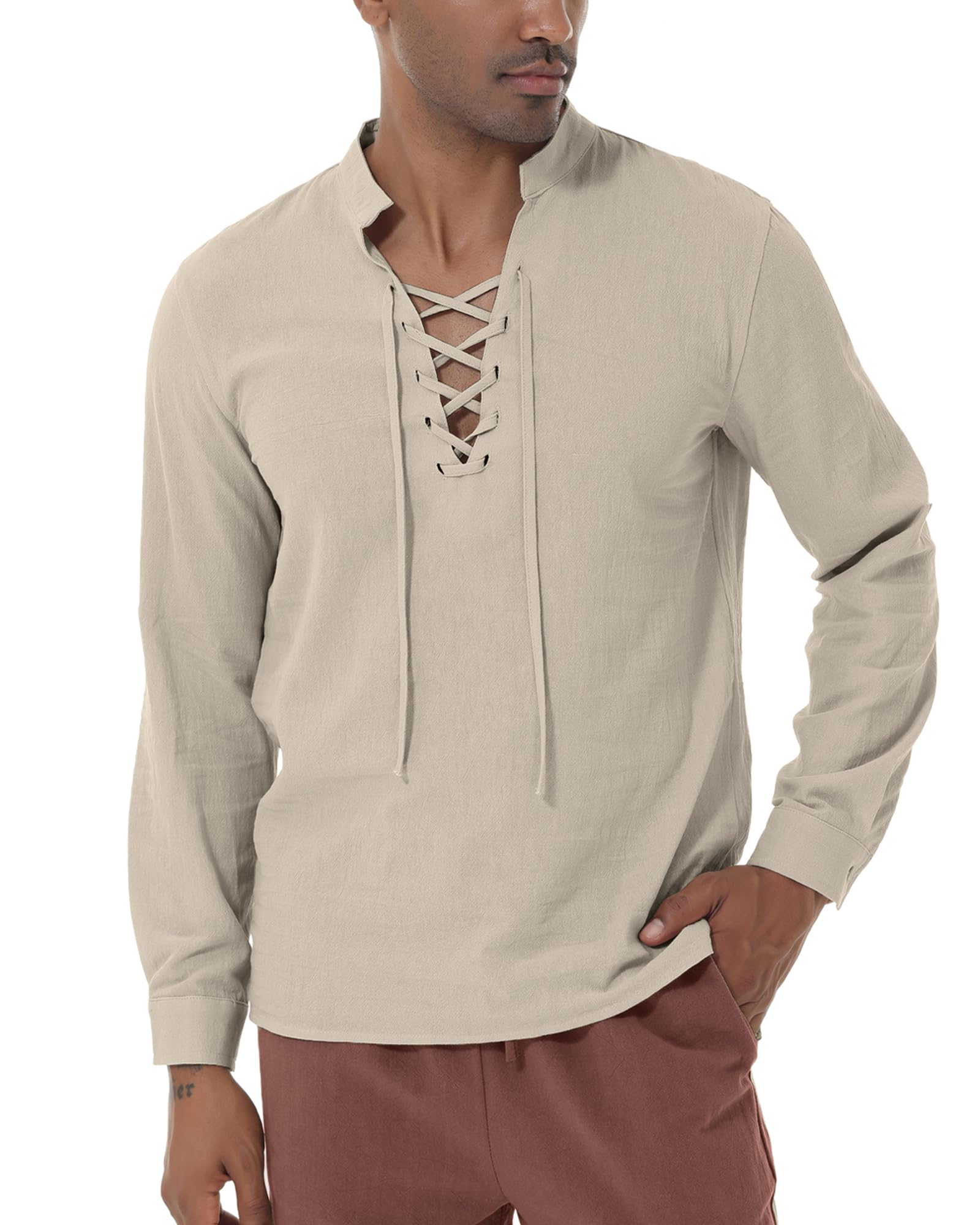 YAOHUOLE Leinenhemd Herren Langarm Freizeithemd Herren Mitteralterhemd Herren Universal Fit