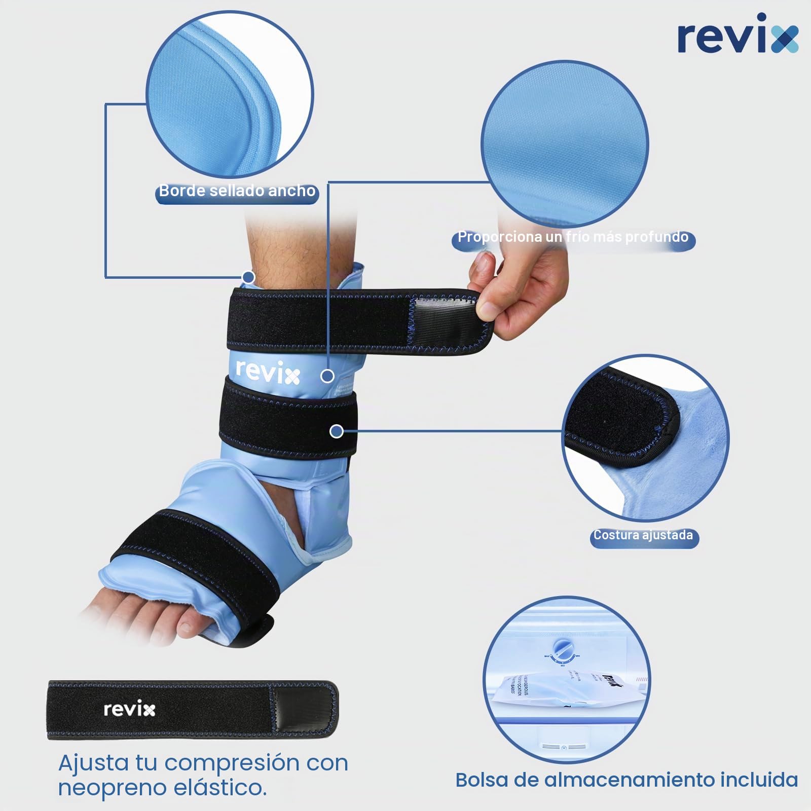 REVIX Envolturas de hielo para pies y tobillos para molestias, envoltura de hielo de gel reutilizable con terapia de compresión en frío, fascitis plantar, recuperación de pies después del