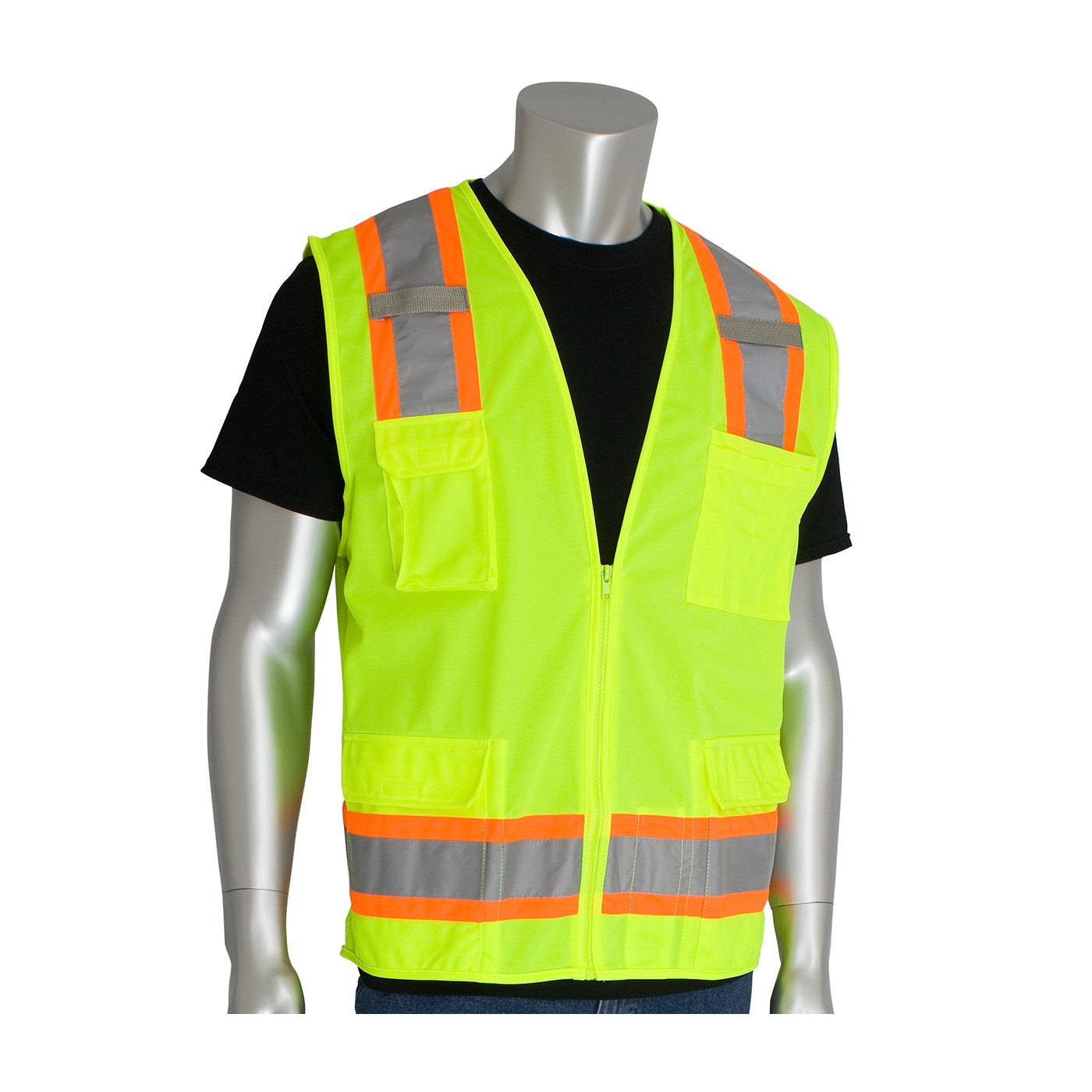 PIP 302-0500-YEL/XL ANSI Class 2 Two-Tone Six Pocket Surveyors