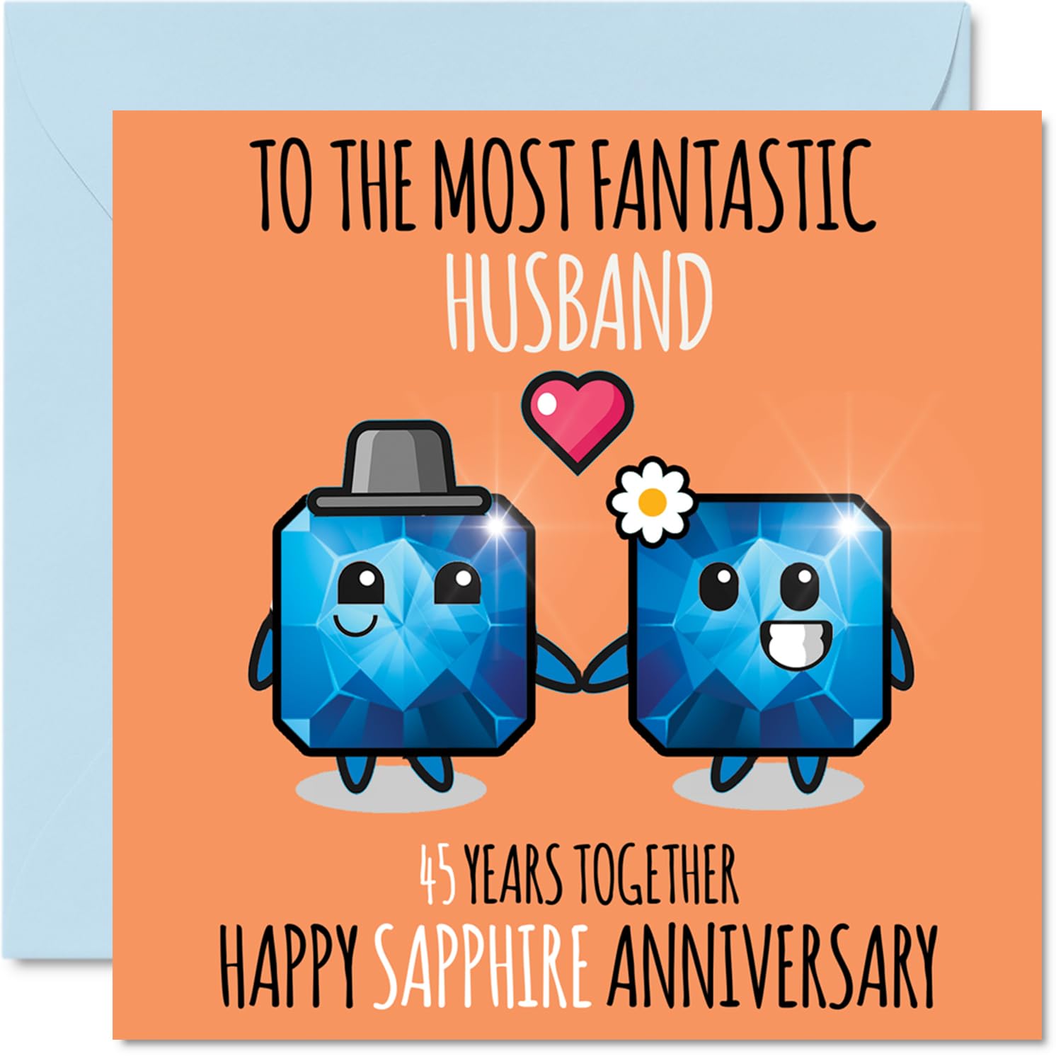 Cute Sapphire Anniversary Card for Husband - 45 Years Together - Happy 45th Wedding Anniversary Cards for Husband from Wife, 145mm Greeting Cards Anniversaries