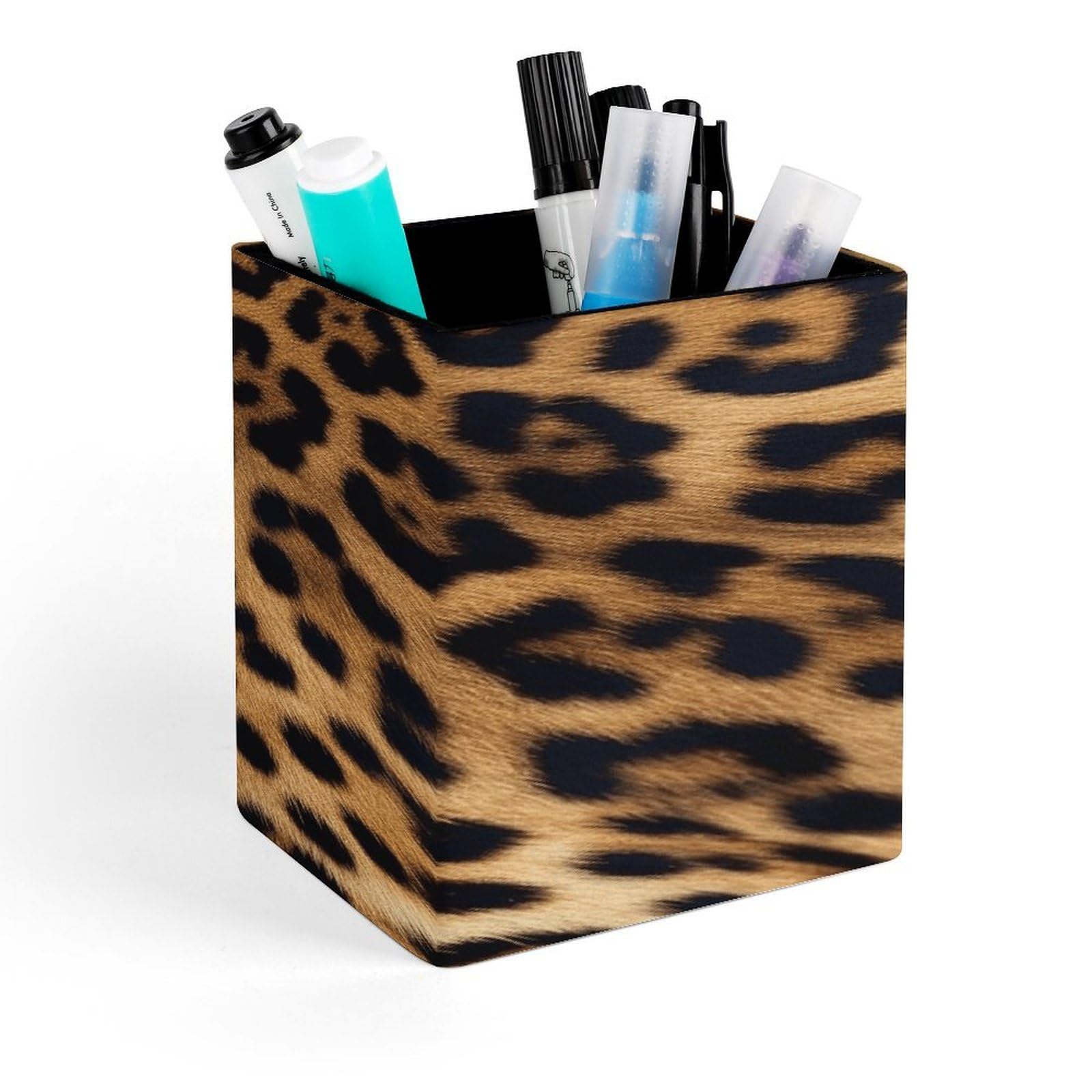 LZQPOEAS Rough Leopard Print Pen Holder Modern Design Desktop Stationery Organizer Simple&Modern Minimalist Makeup Organizer Multi-Functional Pencil Holder for Office Home