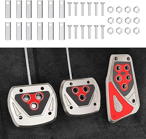 Zufoty Almohadillas para pedal de automóvil, kit de placa de descanso de pedales, fundas para pedal de gas, almohadillas de pedal de freno de