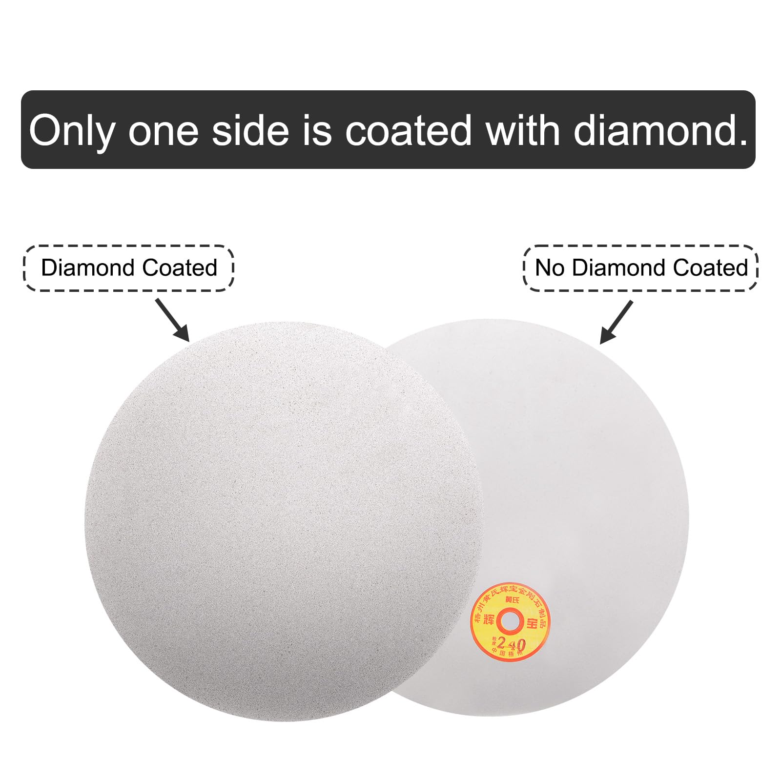 uxcell Disco de lijado de diamante, grano 240 de 12 pulgadas (300 mm), sin agujero central, disco de regazo plano, rueda abrasiva para azulejos de piedras preciosas, porcelana, vidrio, piedra y metal