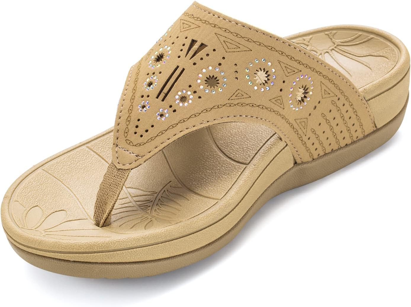 HAOLIRA Damen Flip Flops Sommer Zehentrenner mit Arch Help Orthopädische Frauen Rutschfest Bequeme Glitter Tanga Sandalen