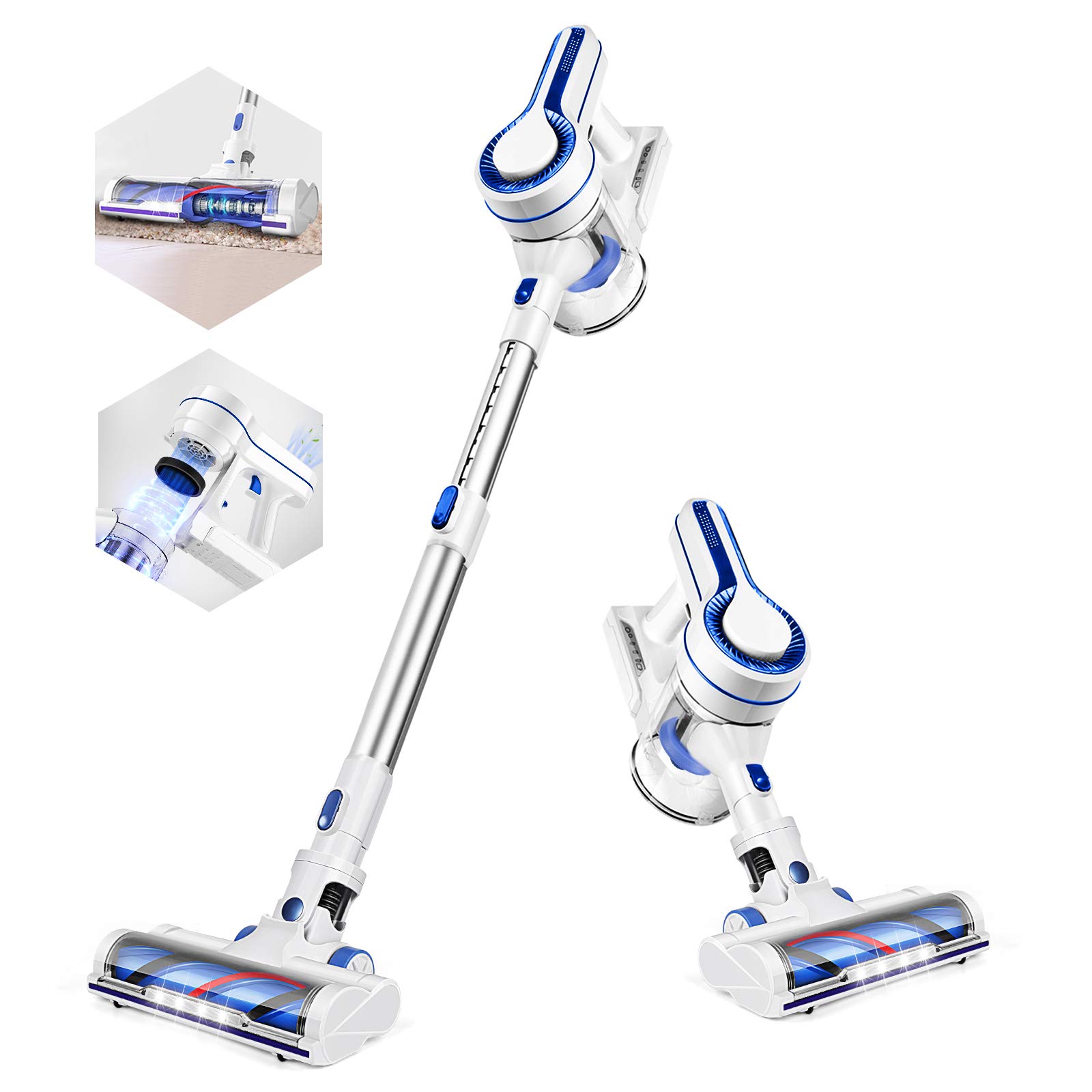 Umoot Cordless Vacuum Cleaner 10Kpa Extension Wand 35min-Running 4 in 1 Handheld Vacuum Cleaner Lightweight & HEPA&Sponge Filtration H120, 2 Year Warranty
