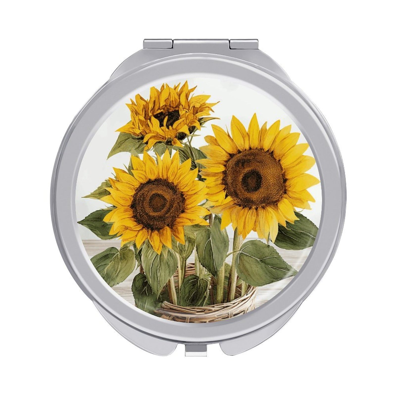 VstaDank Alluring Sunflowers Summer Compact Mirror for Purses Round Fashion Travel Makeup Mirror 2X /1x Magnifying Double Sides Mini Mirrors Portable Pocket Mirrors for Handbag Purse Women Gift