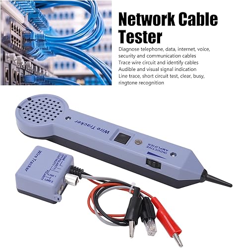 Miniatura 2 de Kit de tono y sonda, kit de probador de rastreo de cables de red, amplificador de inducción ajustable de audio, detector de tóner de cable, probador