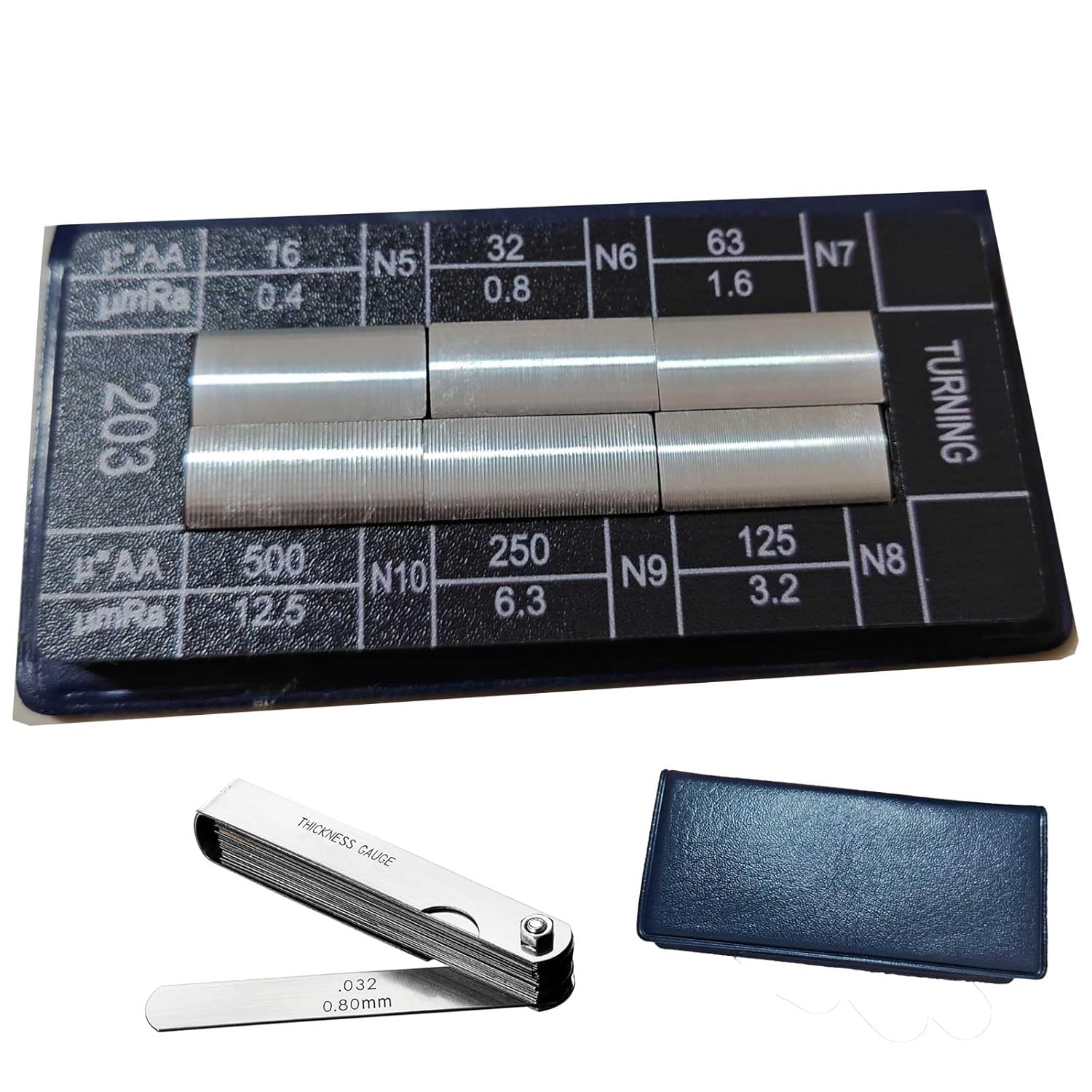 6Pcs Turning Surface Roughness Comparators,Roughness Test Block Ra0.05-12.5mm Microfinish Comparato Set for Lathe Machinery Manufactur Teach (6pcs Turning Surface Roughness comparators)
