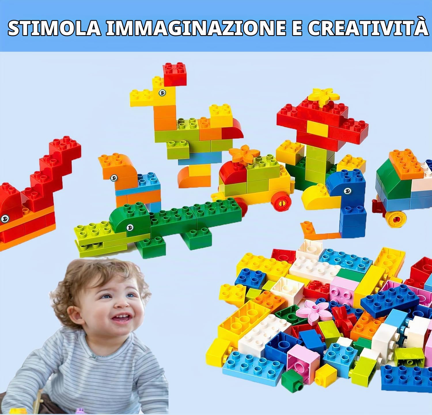240 Pezzi Set di Mattoni da Costruzione Grandi,Costruzione Grandi mattoncini compatibili con le migliori marche, Classic Contenitore di Mattoncini per bambini a partire dai 3 anni in su