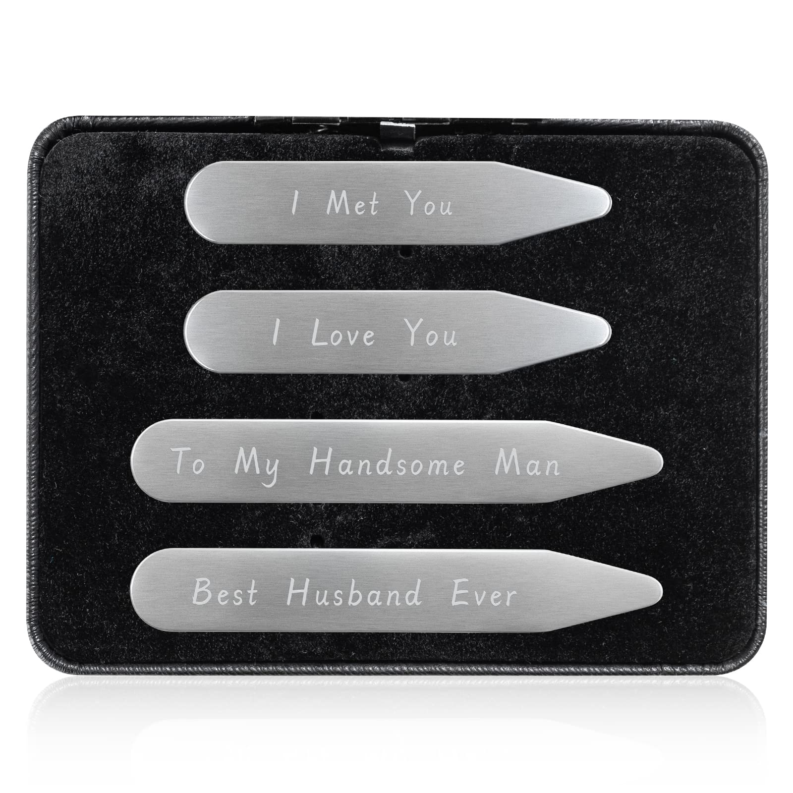 Valentines Day Gifts for Husband - Anniversary Birthday Present Ideas for Him Men Metal Collar Stays Stainless Steel, Husband, S