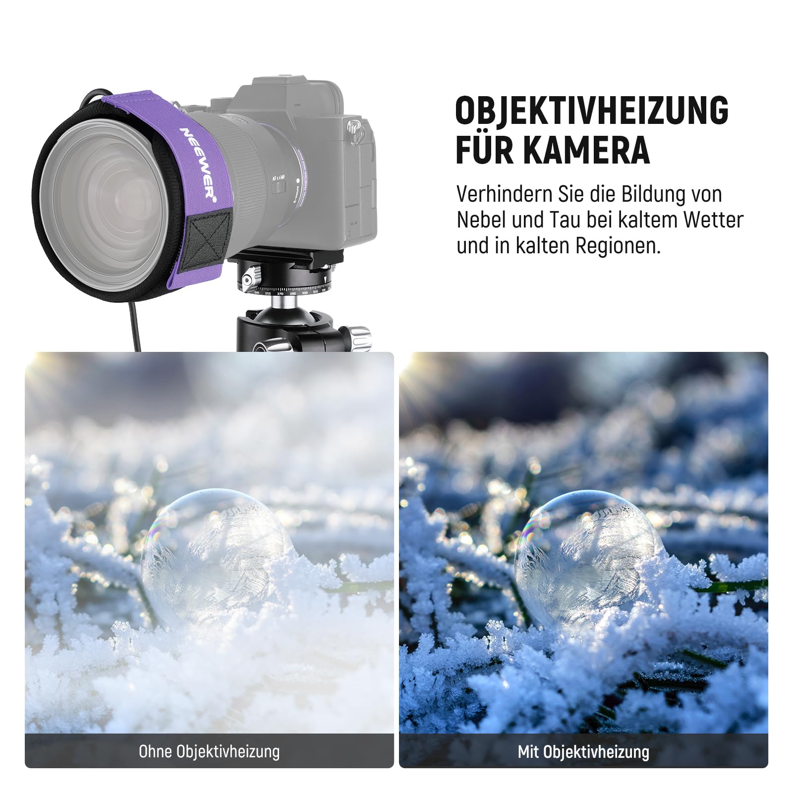 NEEWER 400mm Objektivheizung für Kamera Teleskop, USB Lens Heater Warmer mit 3 Temperaturstufen, Objektiv Wärmer verhindert Tau Nebel und Kondensation für DSLR Cam Fernglas Astrofotografie, HW-29B